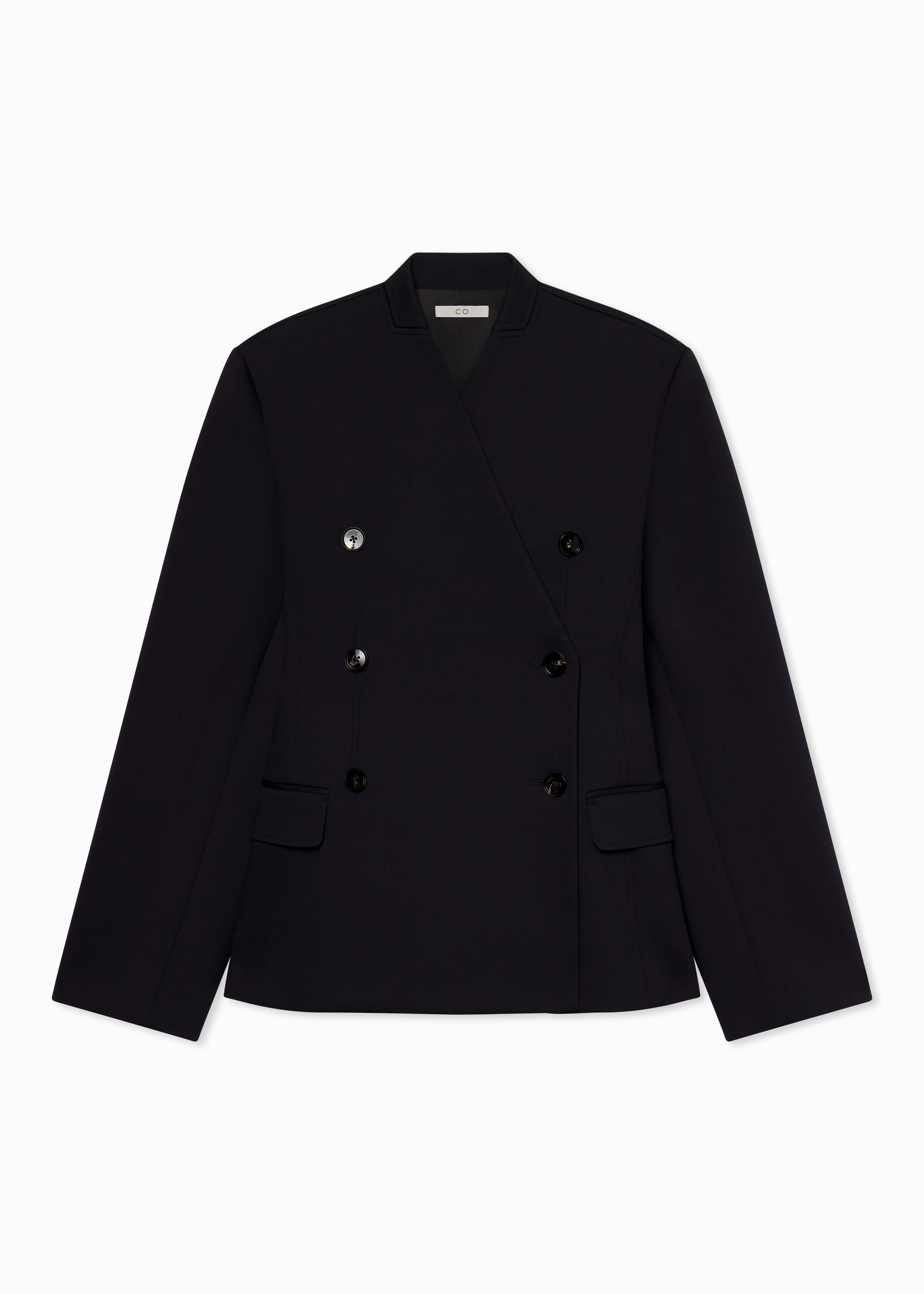 Sculptural Collarless Blazer in Scuba - Black