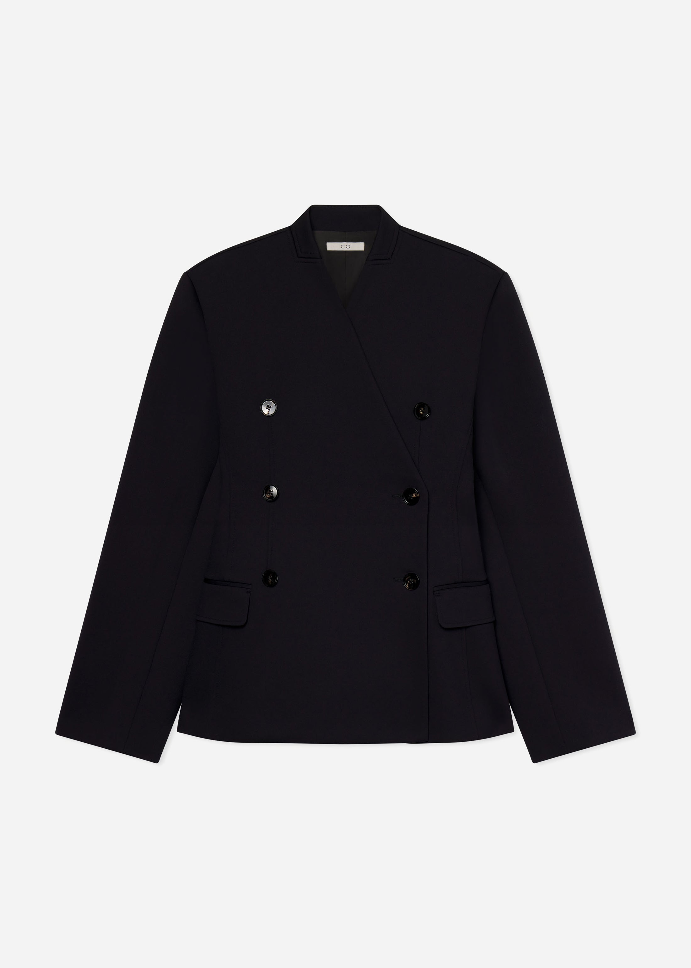 Sculptural Collarless Blazer in Scuba - Black