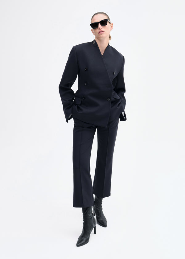 Sculptural Collarless Blazer in Scuba  - Black - CO