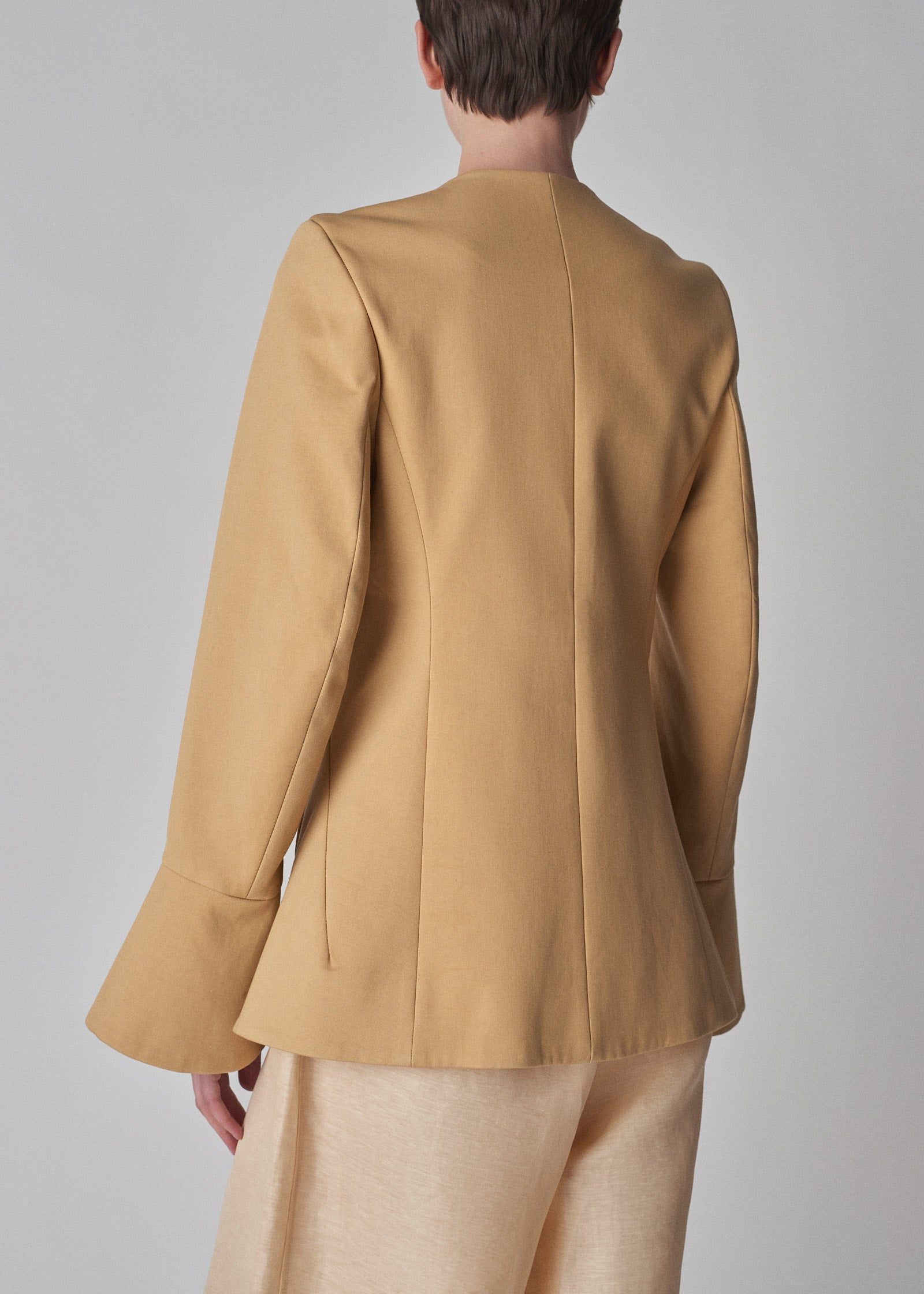 Peplum Cuff Jacket  in Cotton Twill - Butterscotch - CO Collections