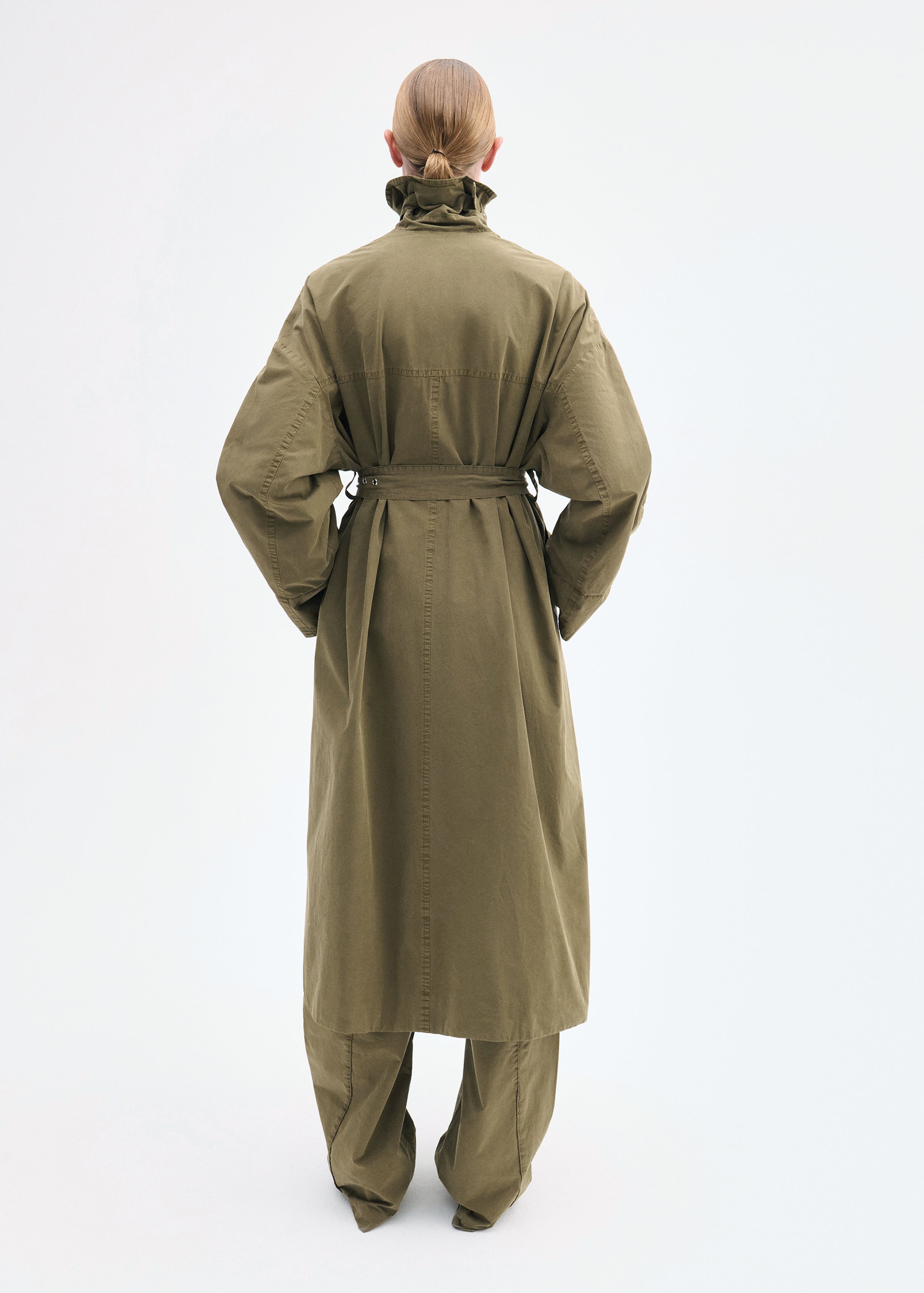 Oversized Trench in Cotton Twill - Olive