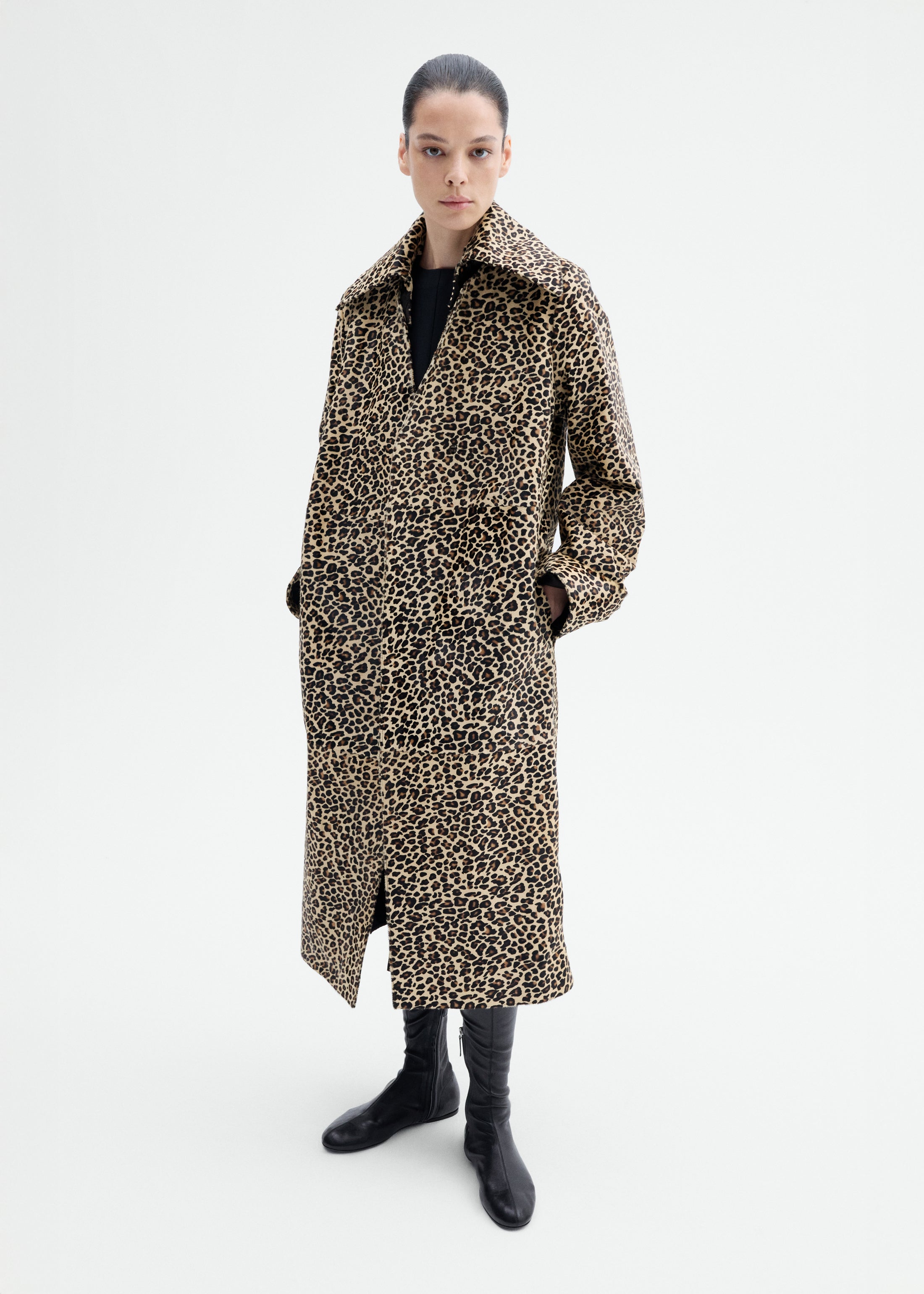 Leather Leopard Coat in Calf Hair - Leopard