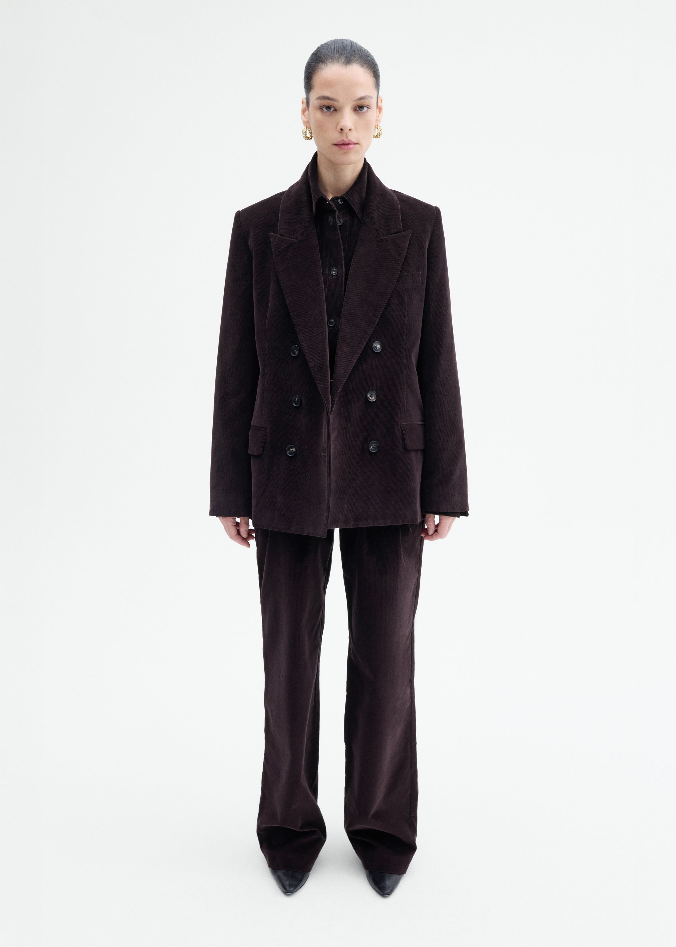 Corduroy Tuxedo Blazer - Chocolate