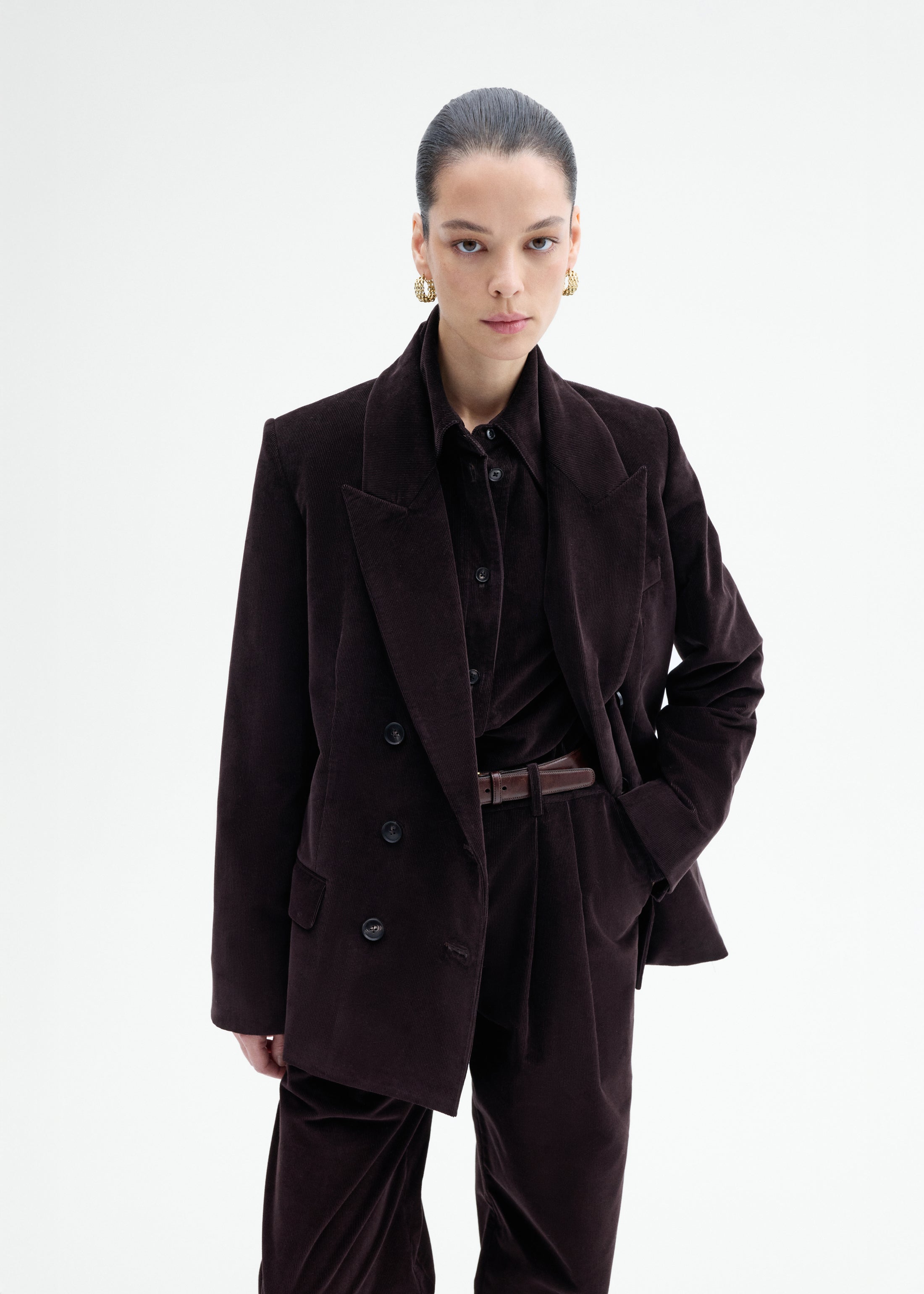 Corduroy Tuxedo Blazer - Chocolate