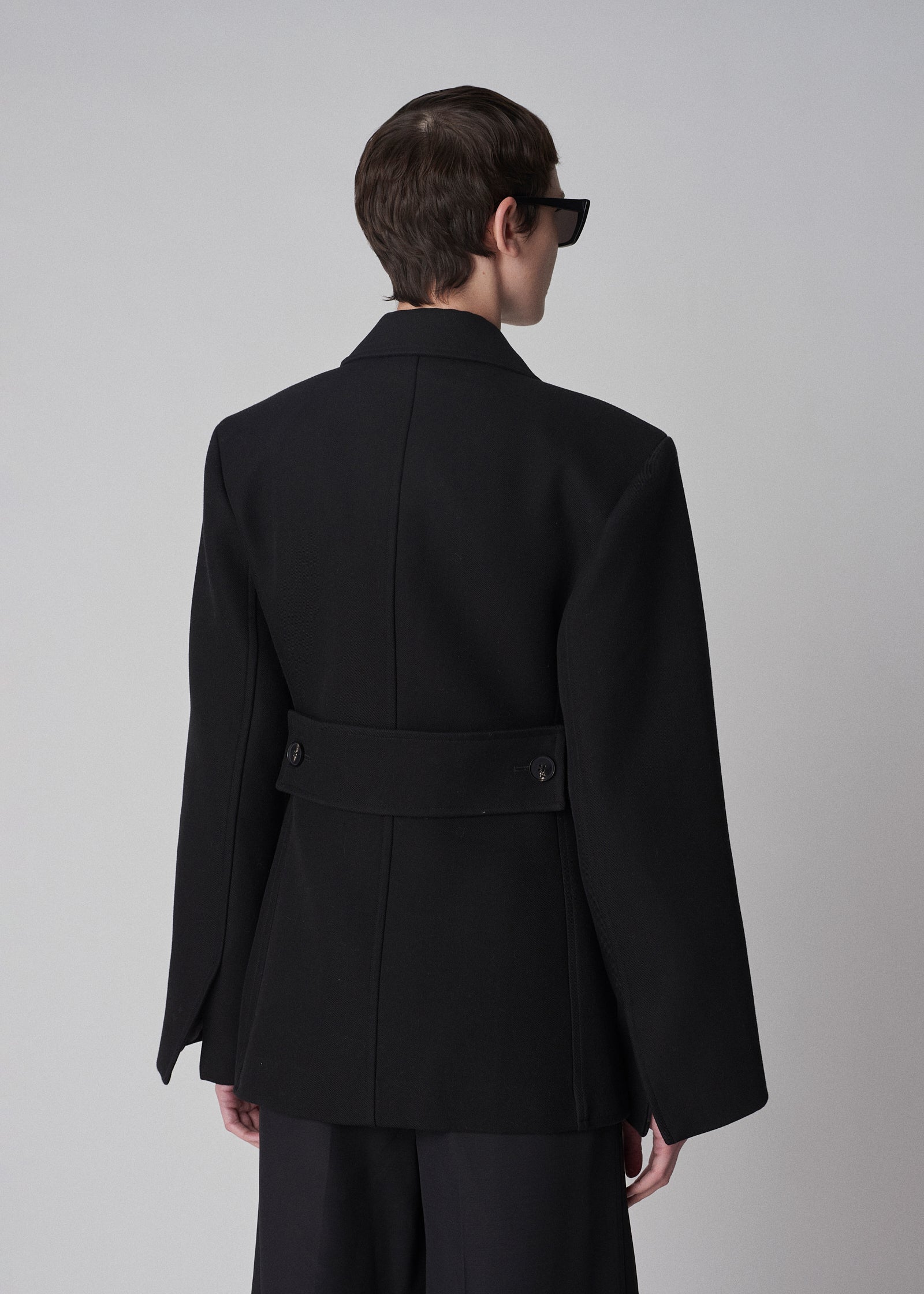 Short Peacoat in Double Cotton - Black - CO Collections