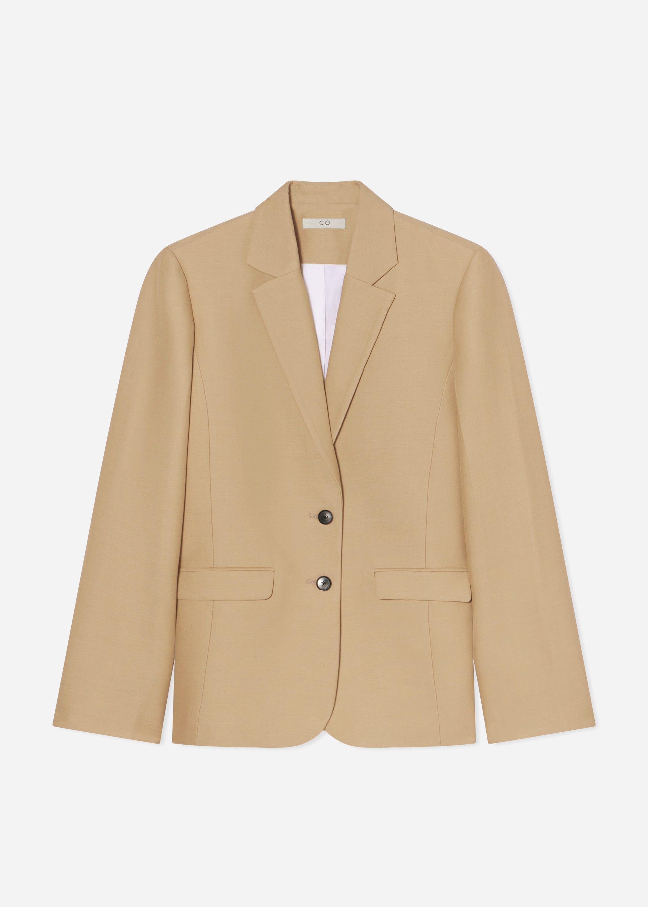 Structured Single-Breasted Blazer - Camel