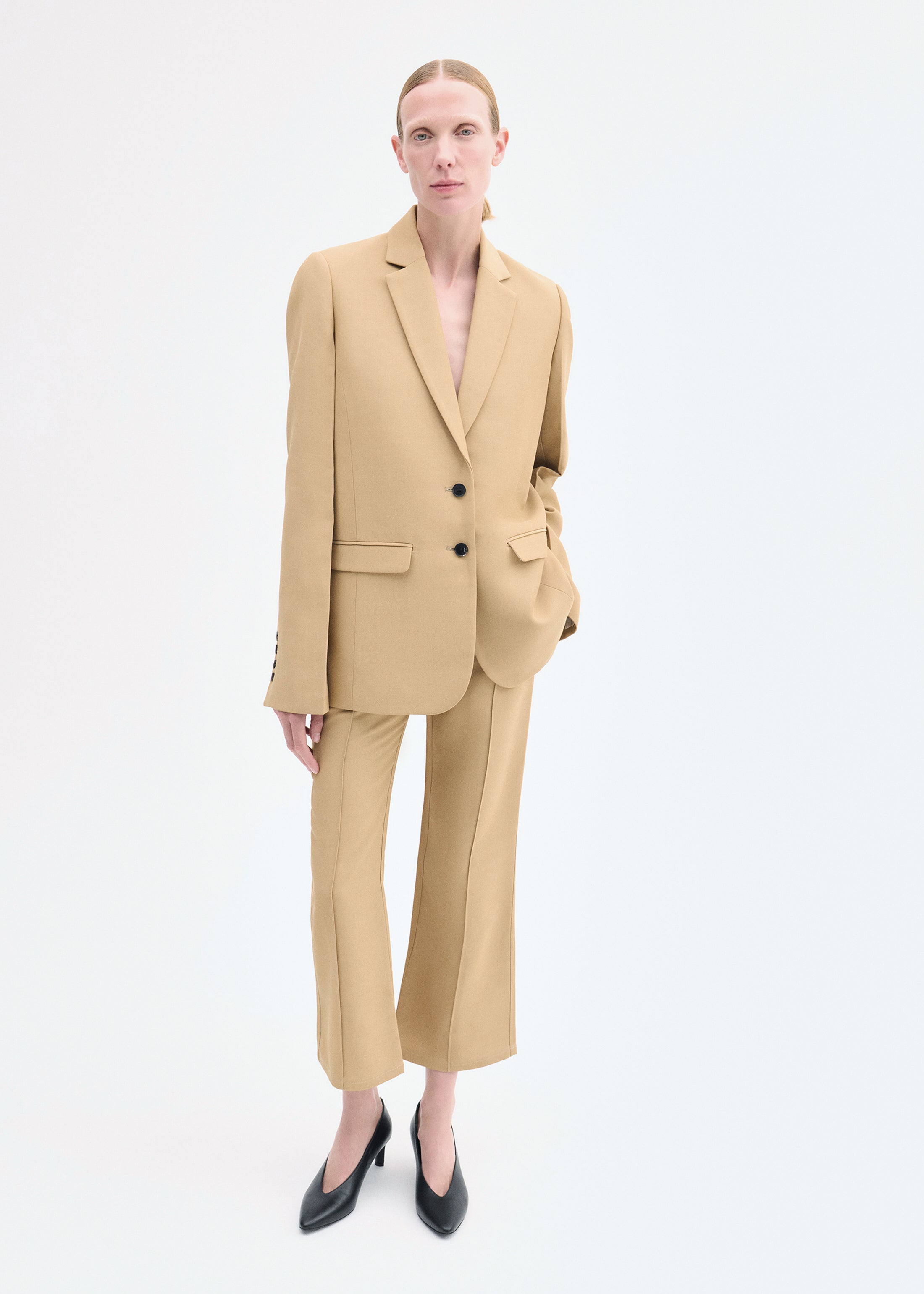 Structured Single-Breasted Blazer - Camel