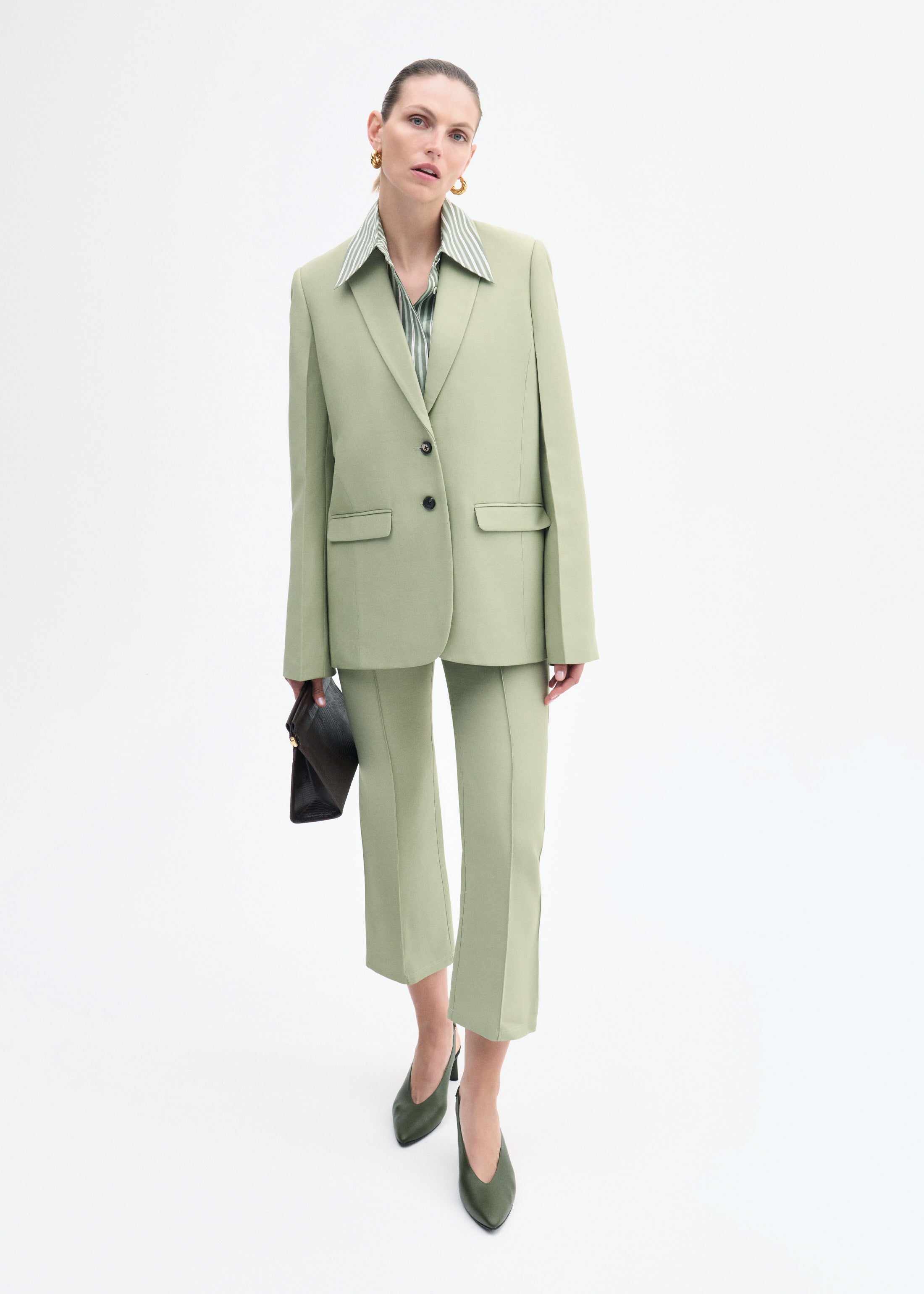 Structured Single-Breasted Blazer - Tea