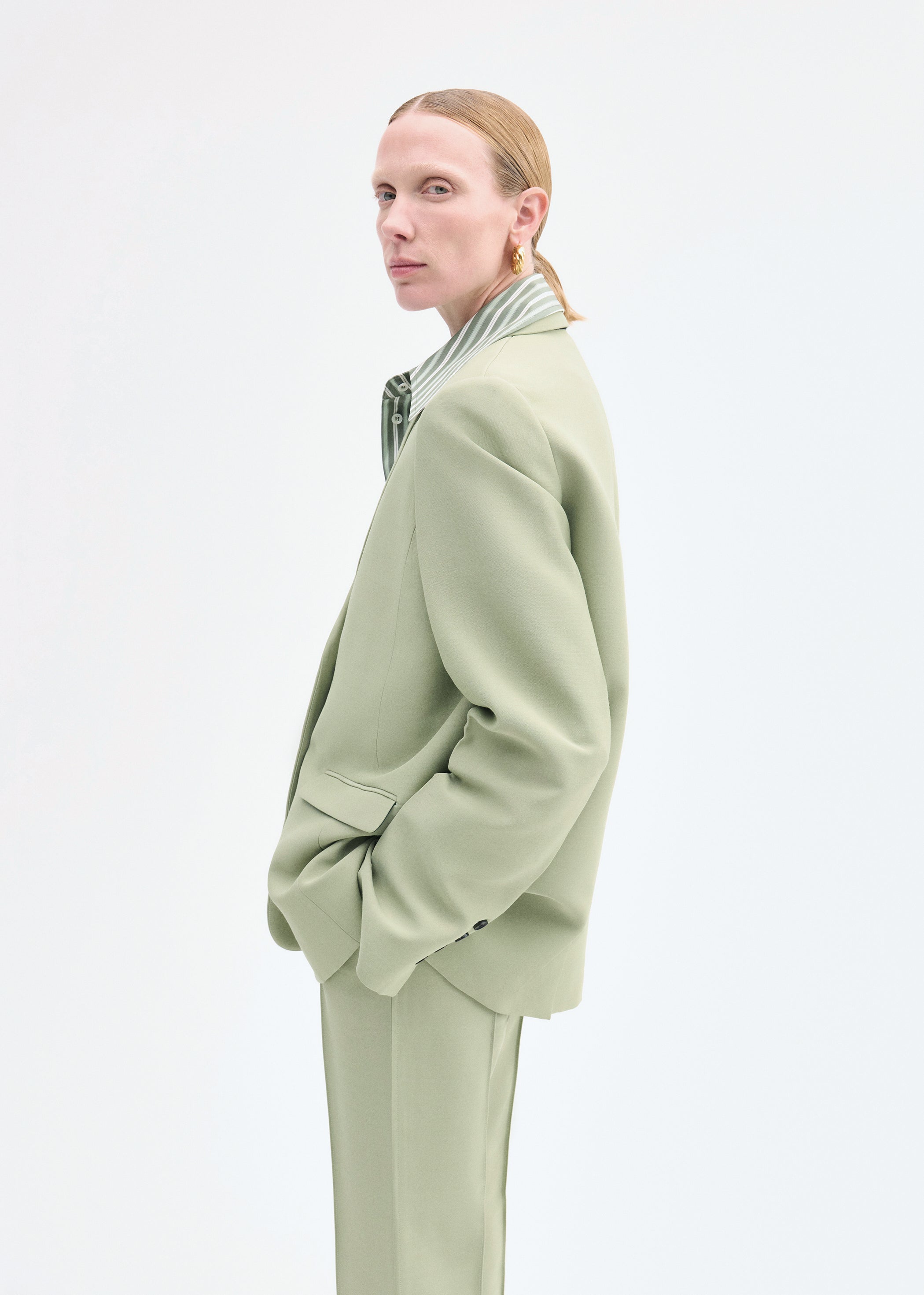 Structured Single-Breasted Blazer - Tea