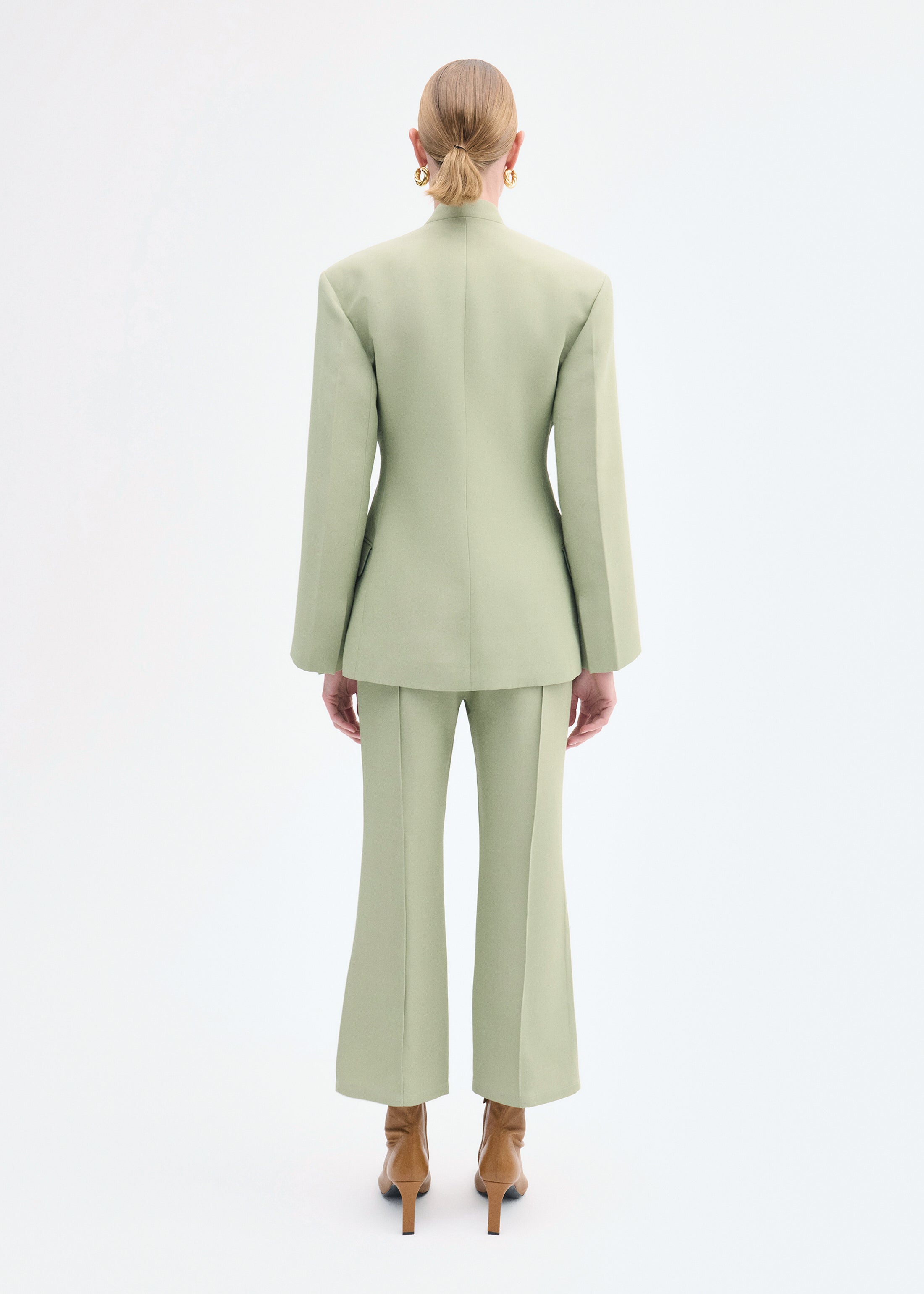 Sculptural Collarless Jacket - Tea