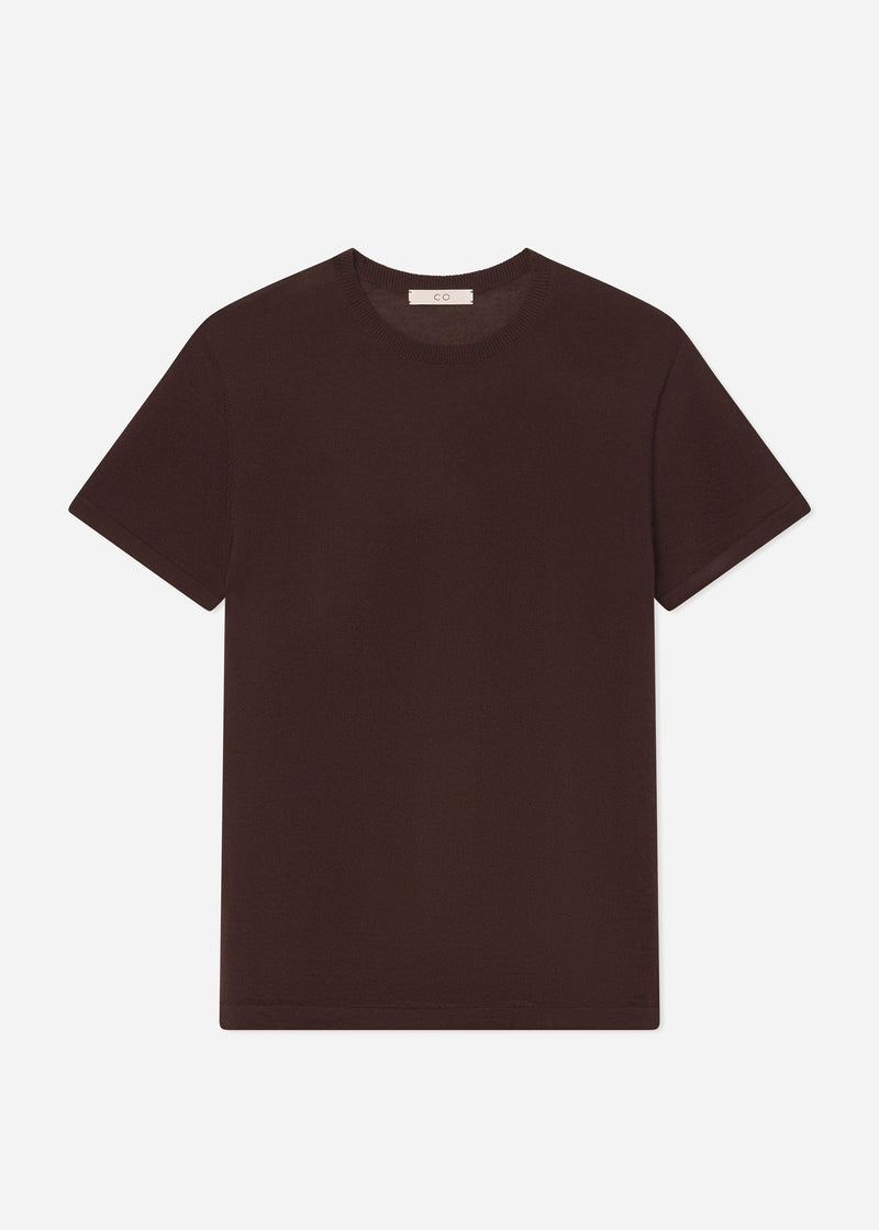 T-Shirt in Fine Cashmere - Chocolate - CO