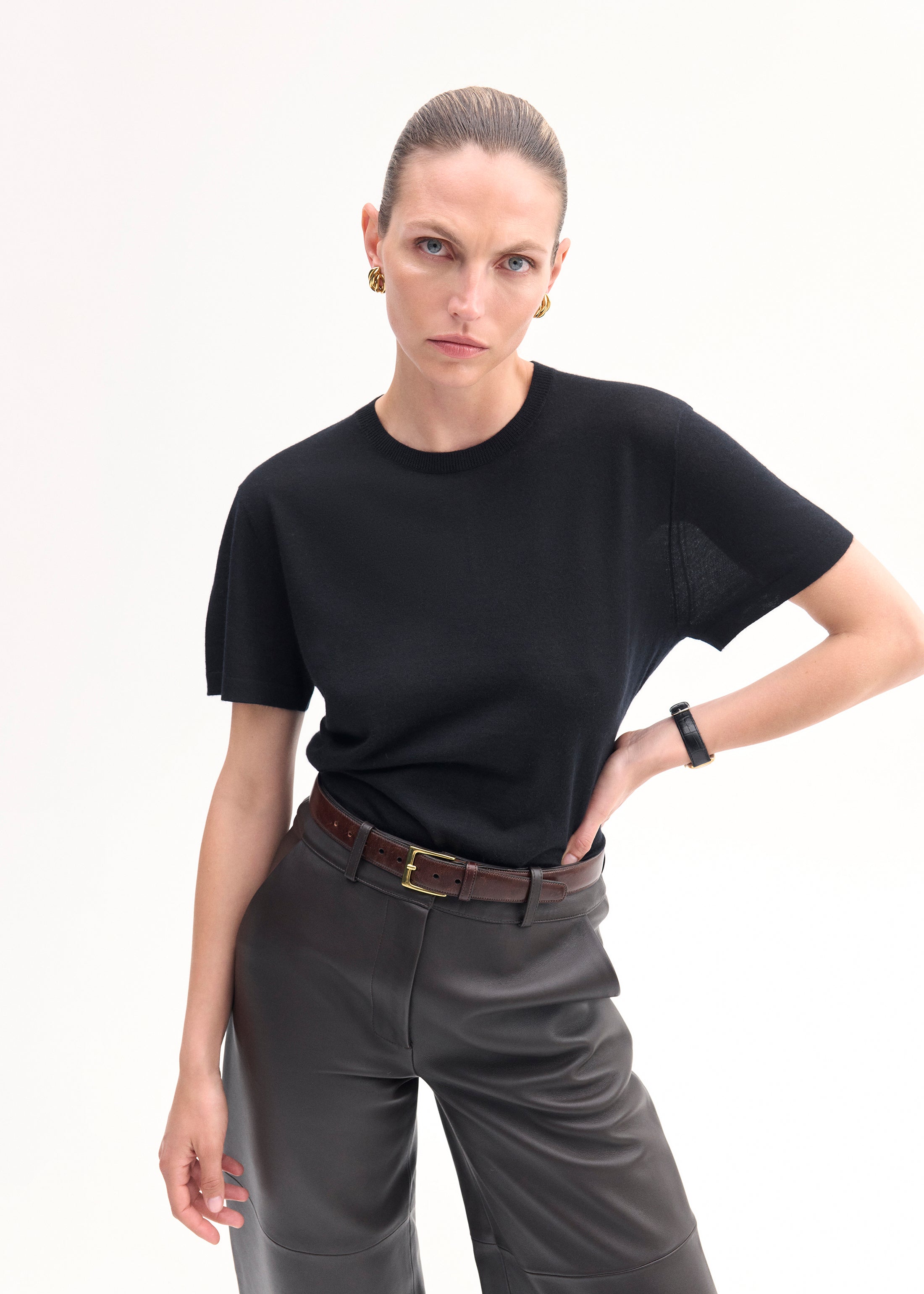 T-Shirt in Fine Cashmere - Black