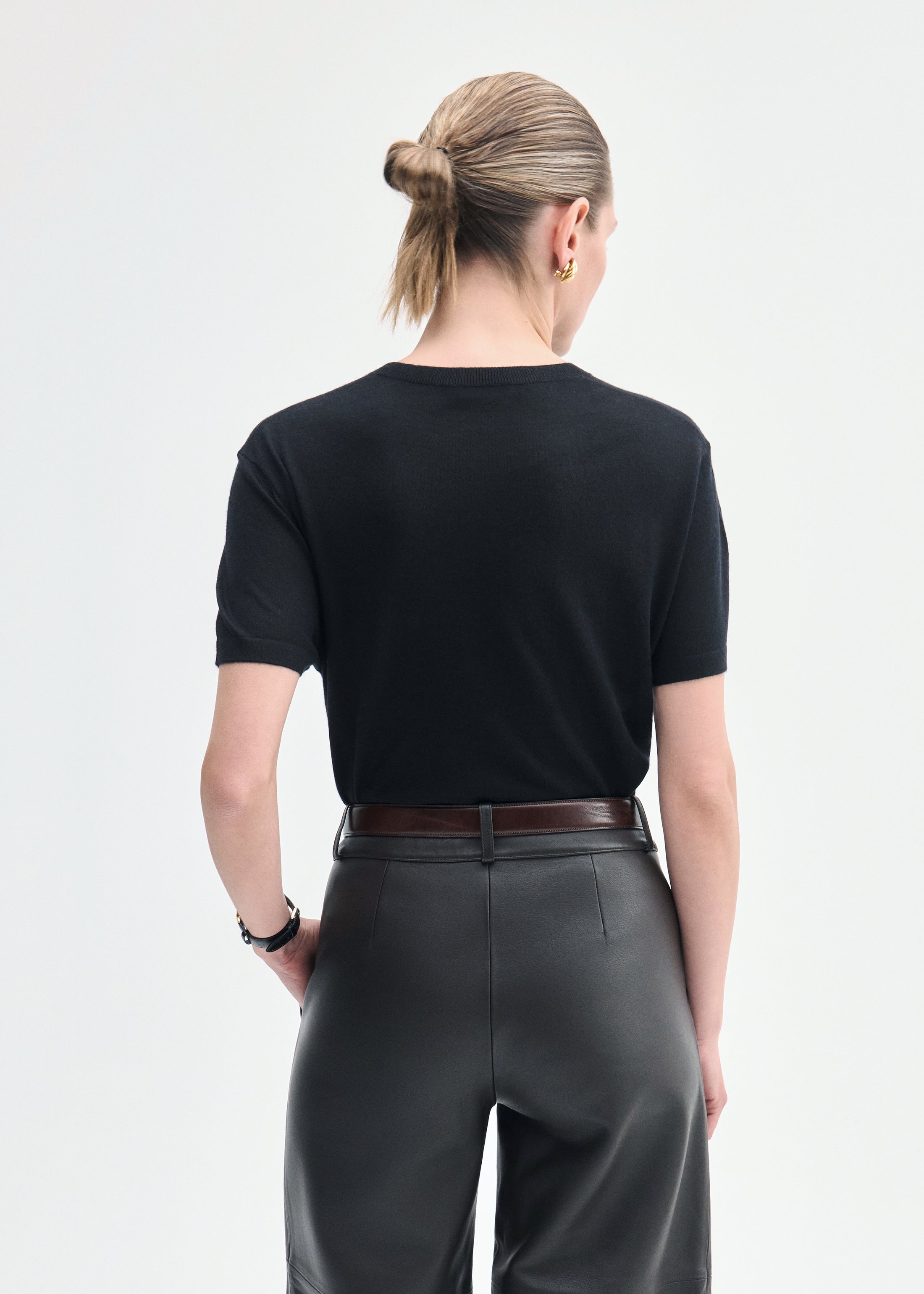 T-Shirt in Fine Cashmere - Black