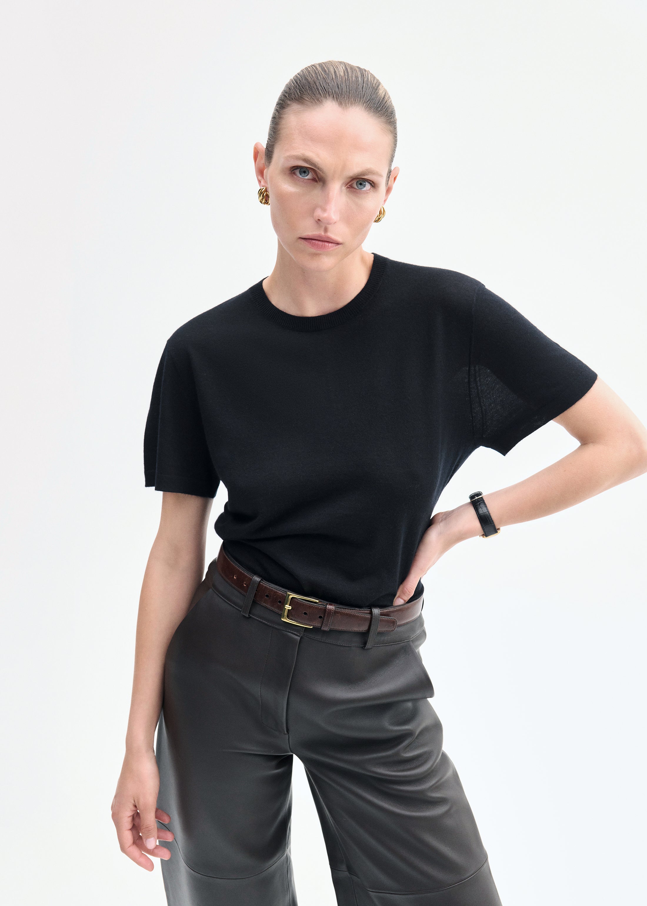 T-Shirt in Fine Cashmere - Black