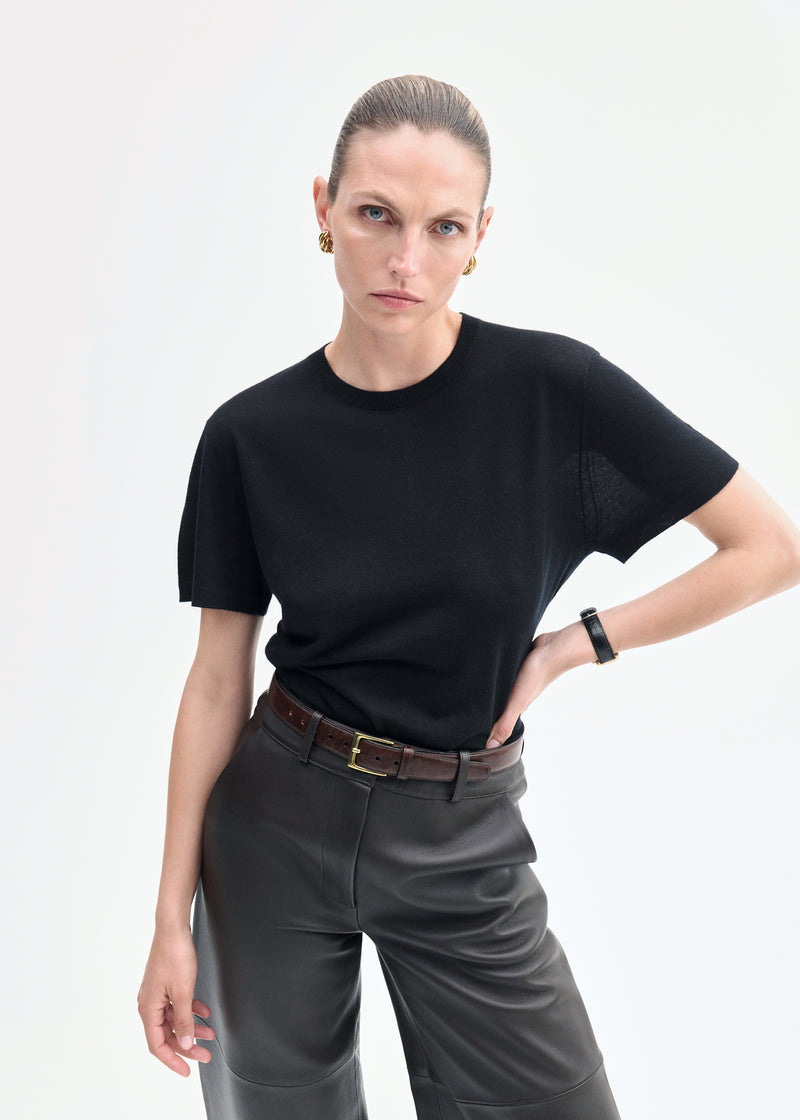 T-Shirt in Fine Cashmere - Black - CO