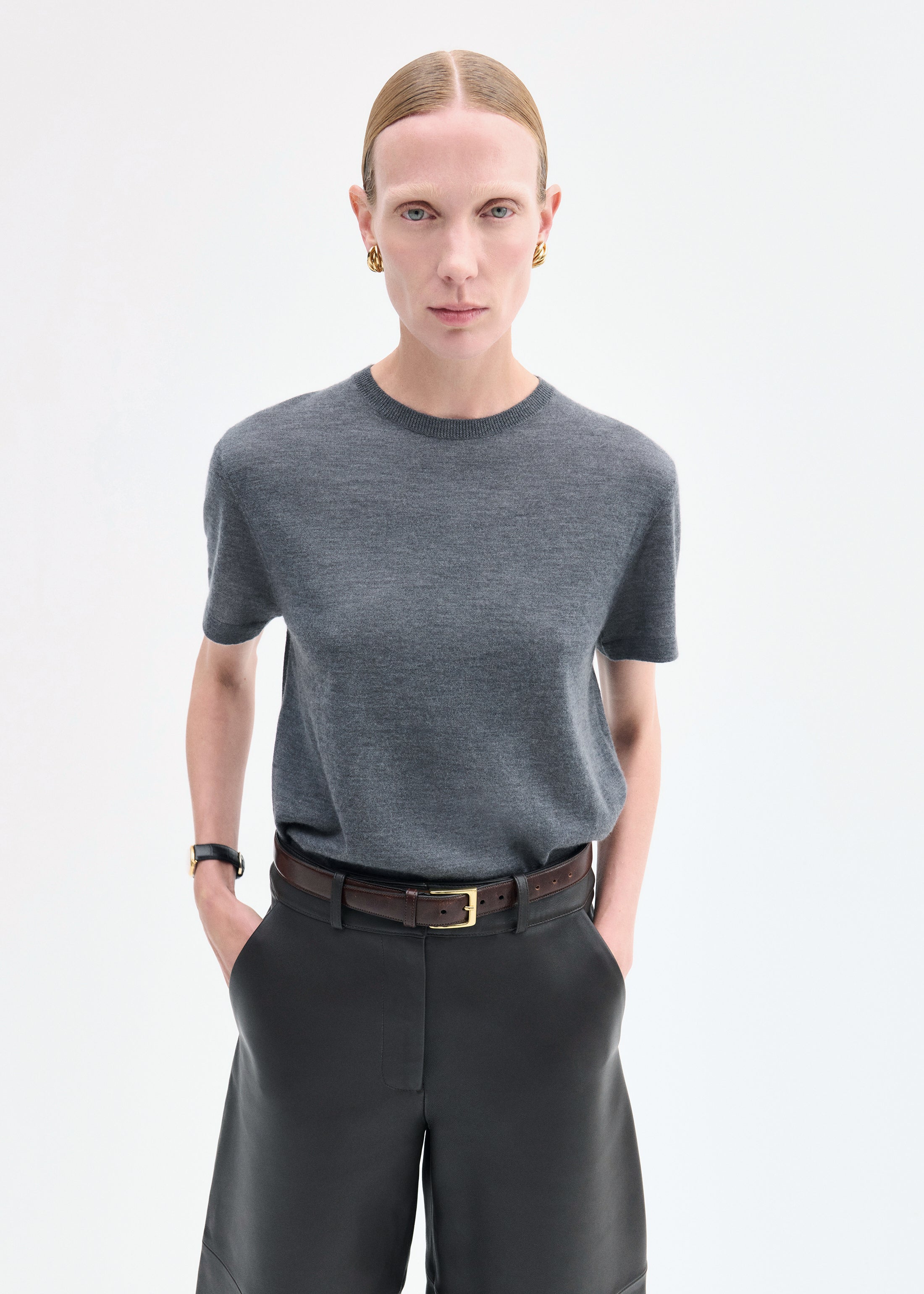 T-Shirt in Fine Cashmere - Grey
