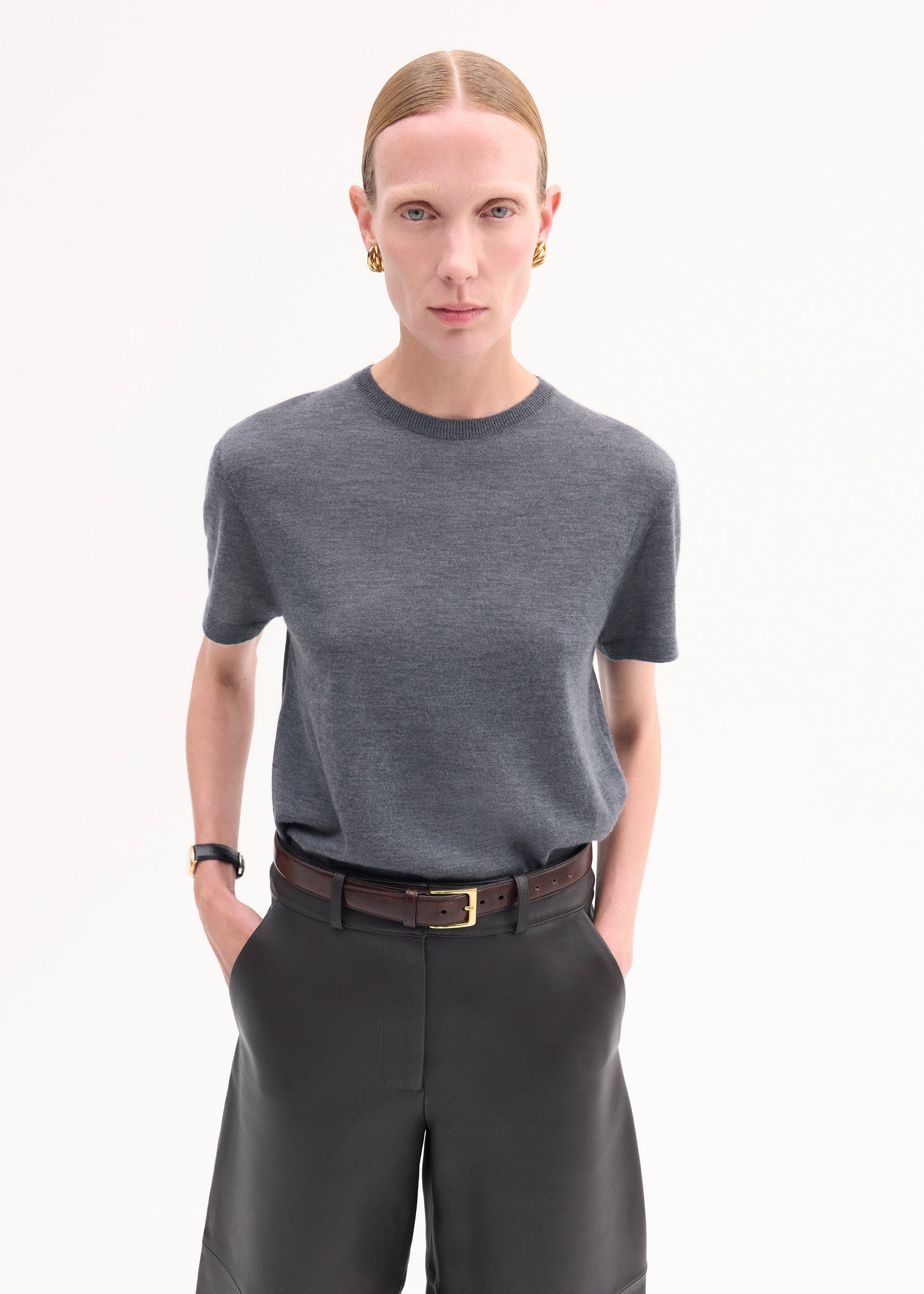 T-Shirt in Fine Cashmere - Grey
