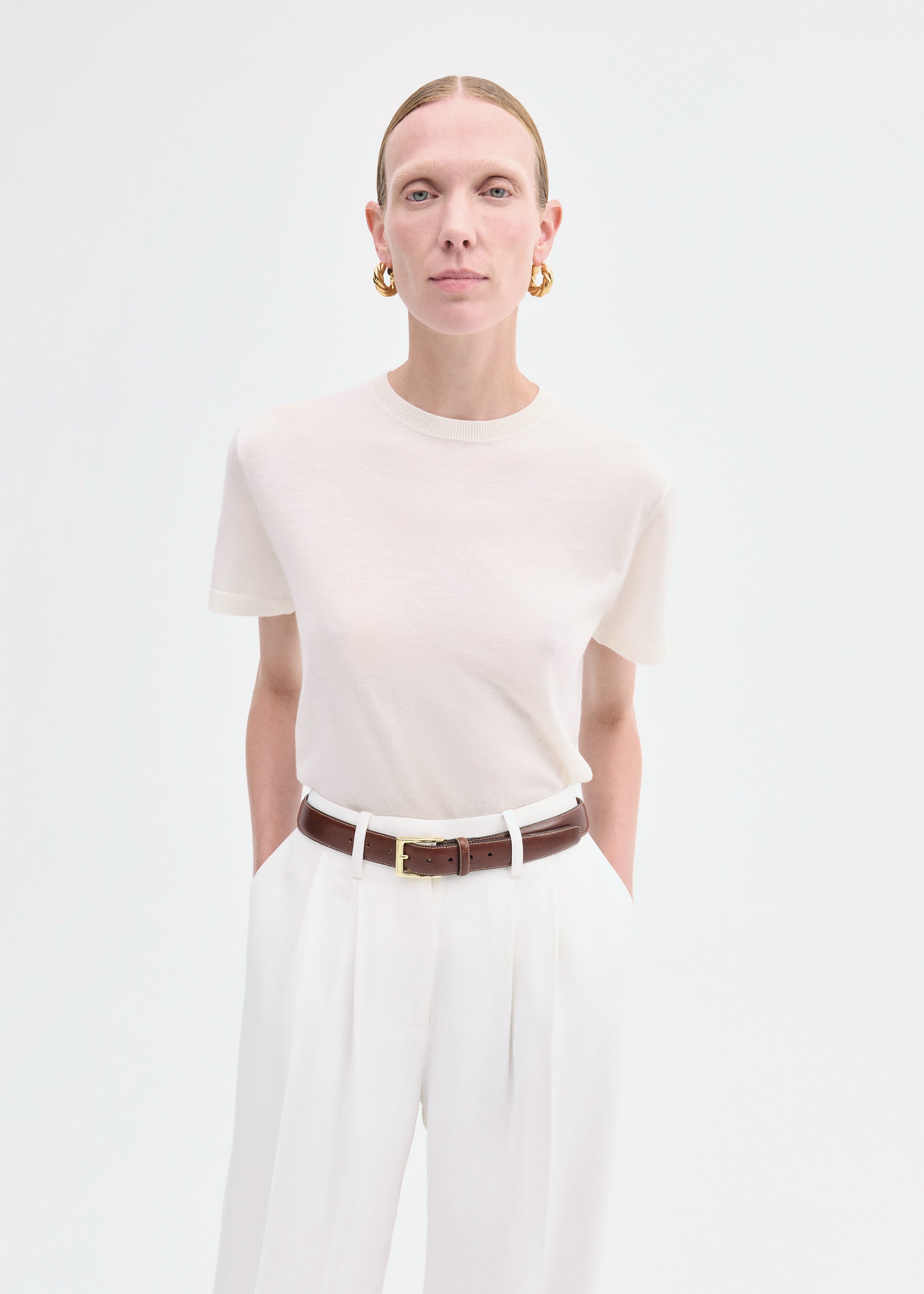 T-Shirt in Fine Cashmere - Ivory