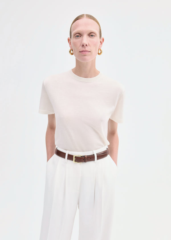 T-Shirt in Fine Cashmere - Ivory - CO