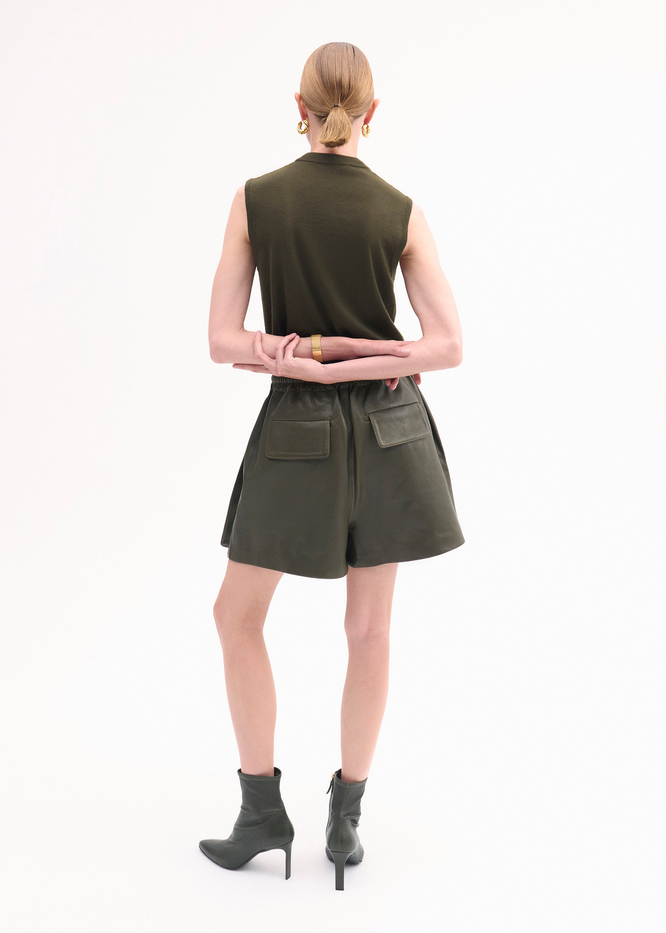 Shell Tank in Fine Cashmere - Olive