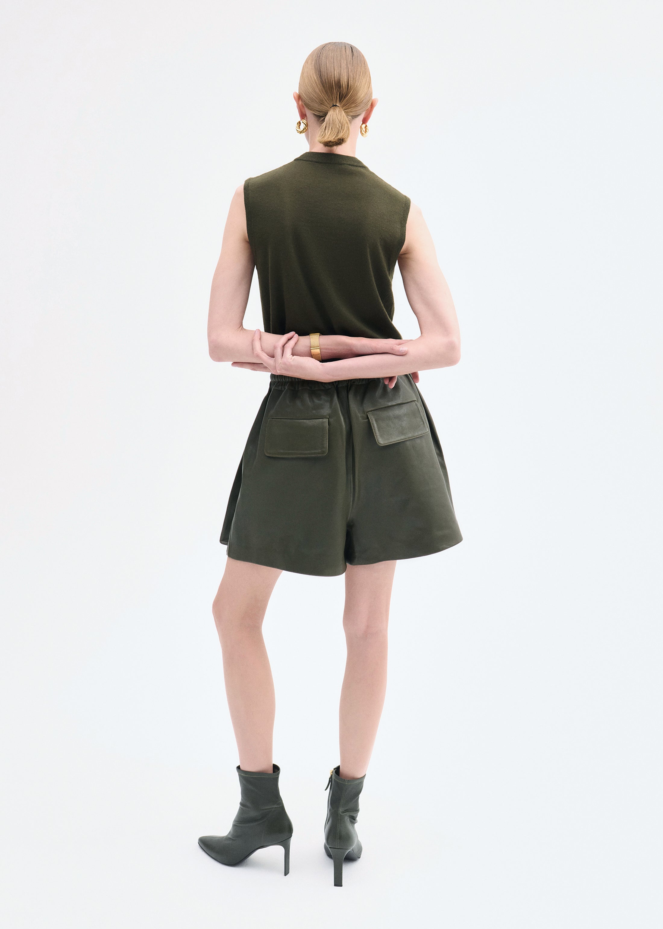 Shell Tank in Fine Cashmere - Olive