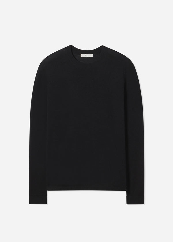 Long Sleeve Crew in Fine Cashmere - Black - CO