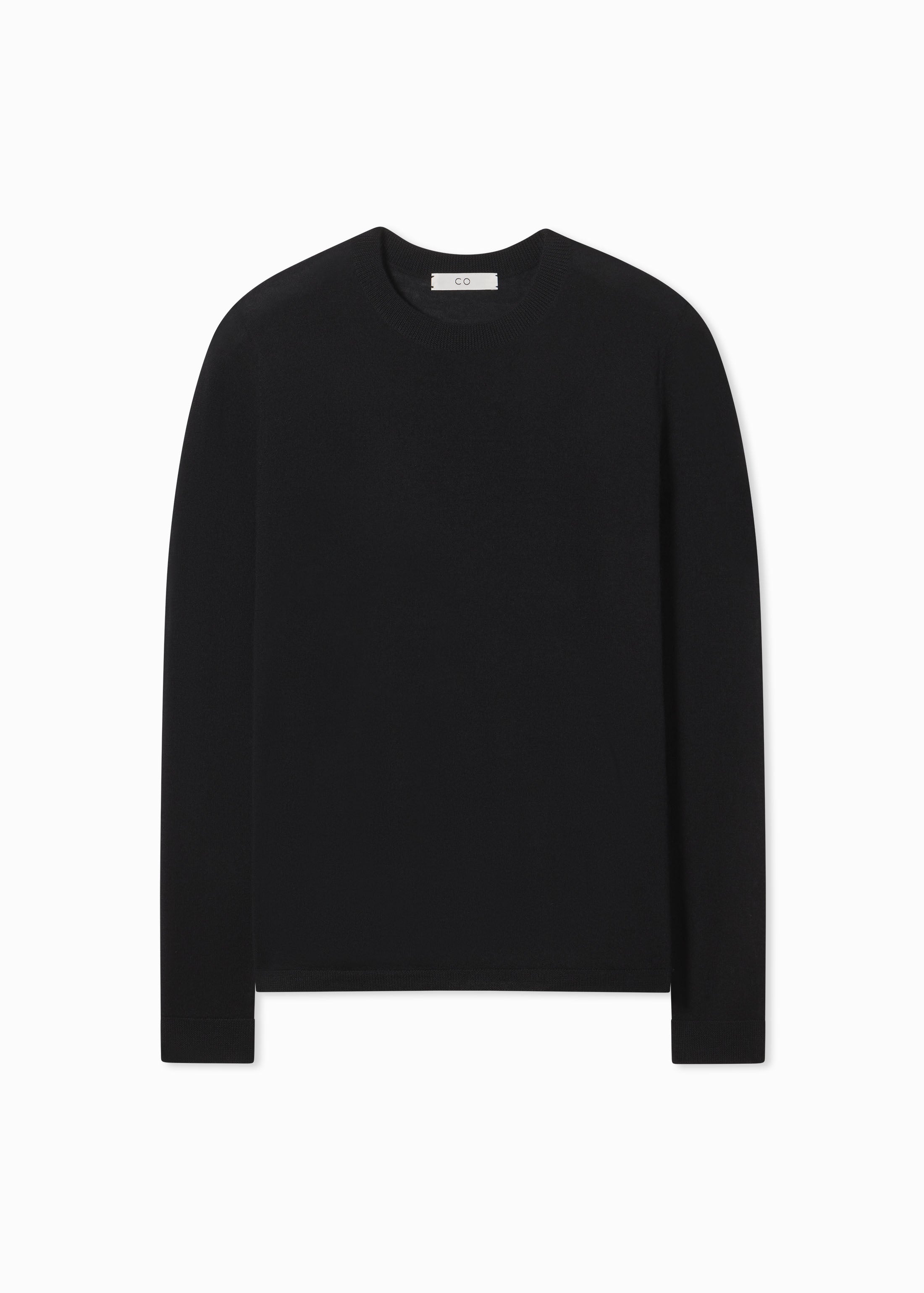 Long Sleeve Crew in Fine Cashmere - Black