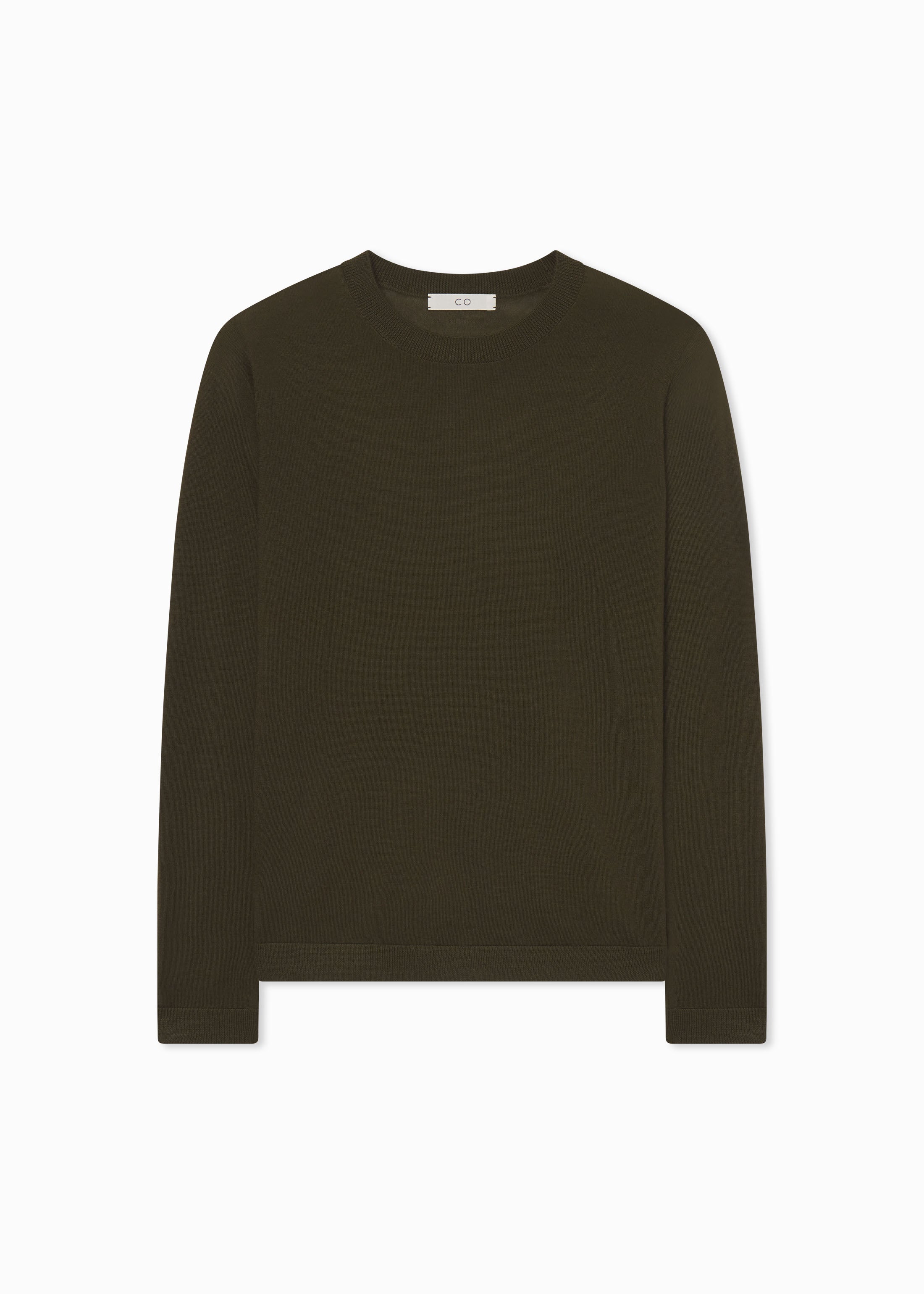 Long Sleeve Crew in Fine Cashmere - Olive