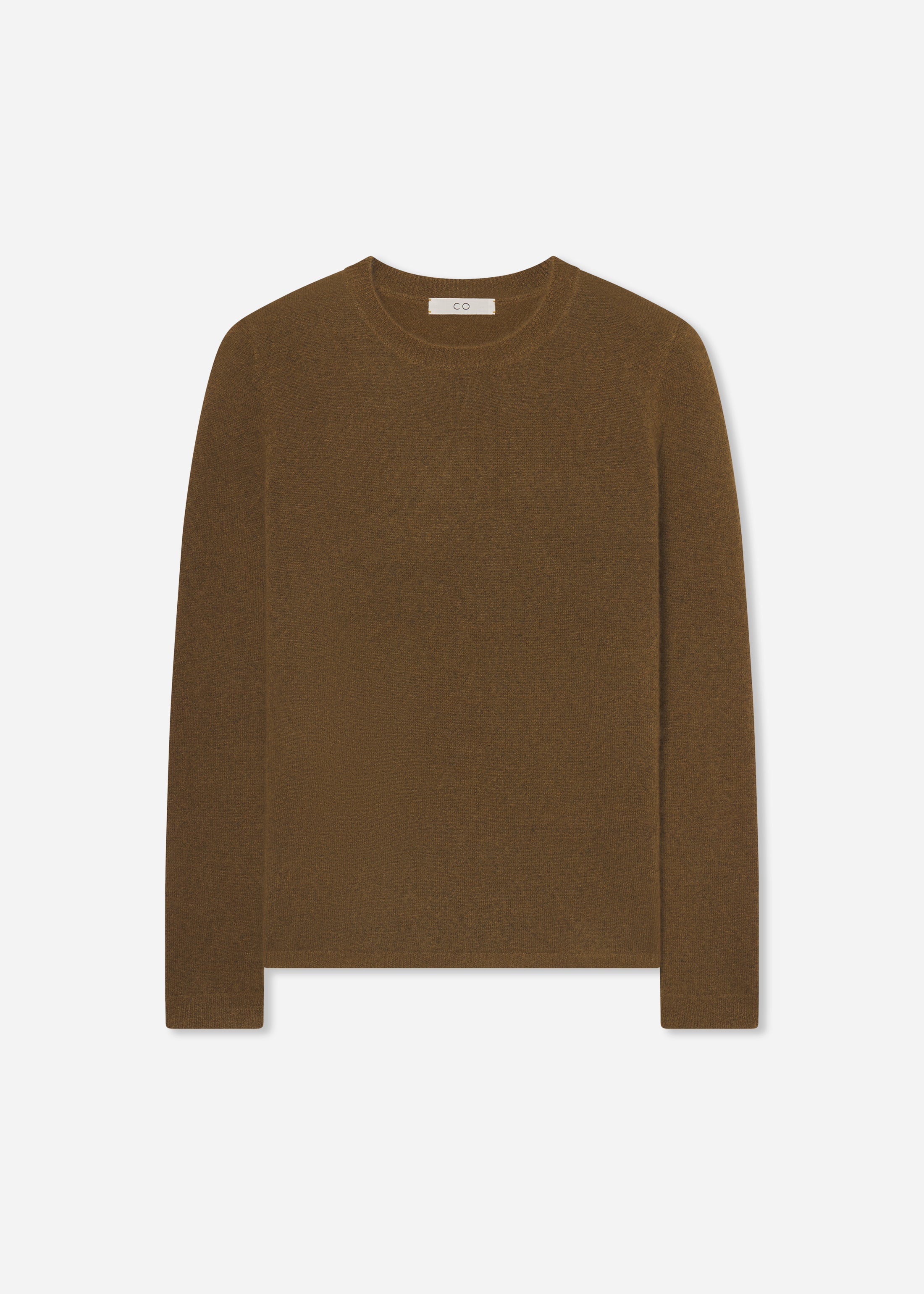 Long Sleeve Crew Sweater in Silk Cashmere - Tapenade