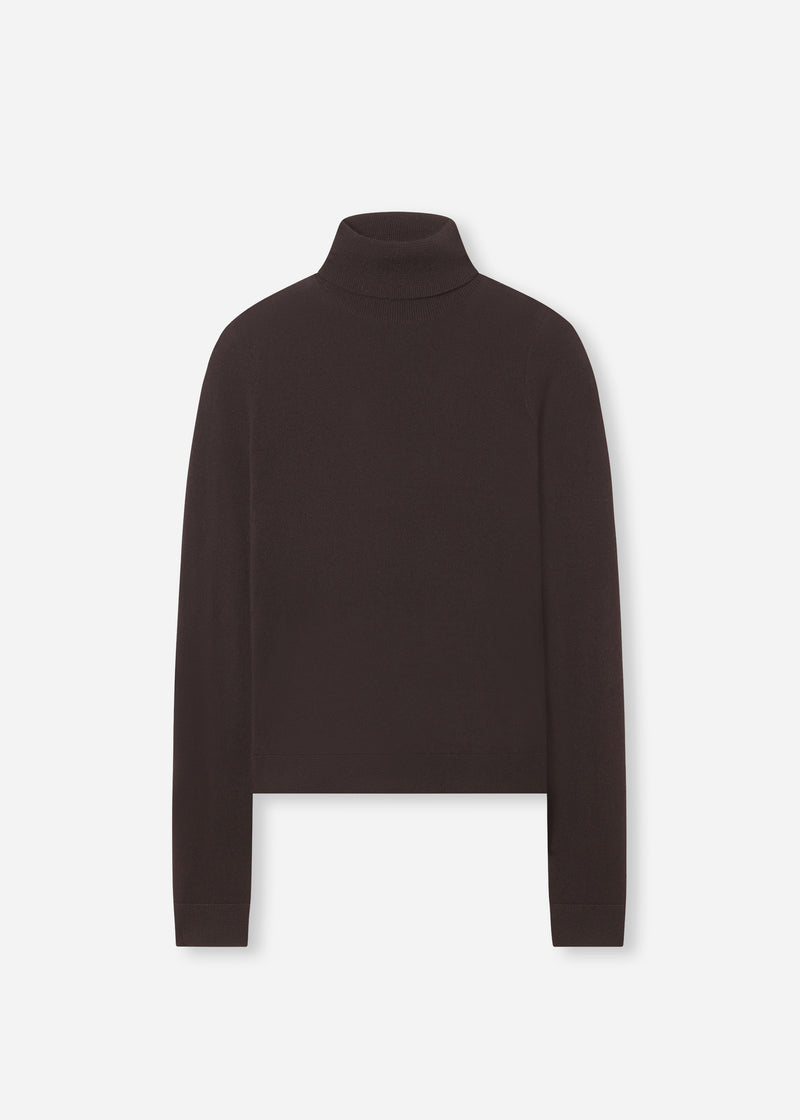 Slim Turtleneck in Fine Cashmere - Chocolate - CO