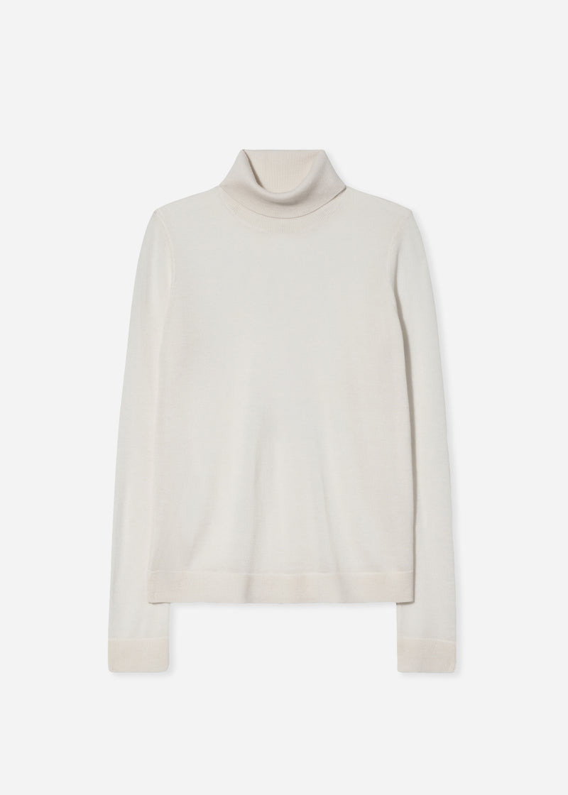 Slim Turtleneck in Fine Cashmere - Ivory - CO
