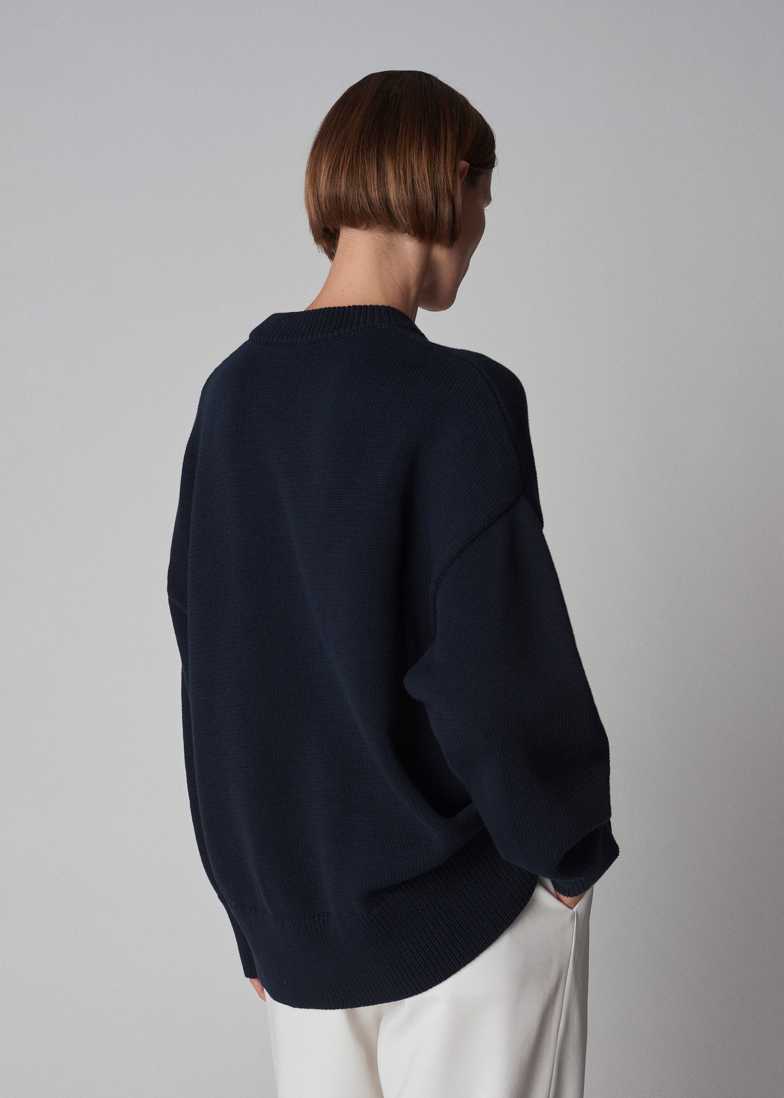 Boyfriend Crew in Cotton Knit - Navy - CO Collections