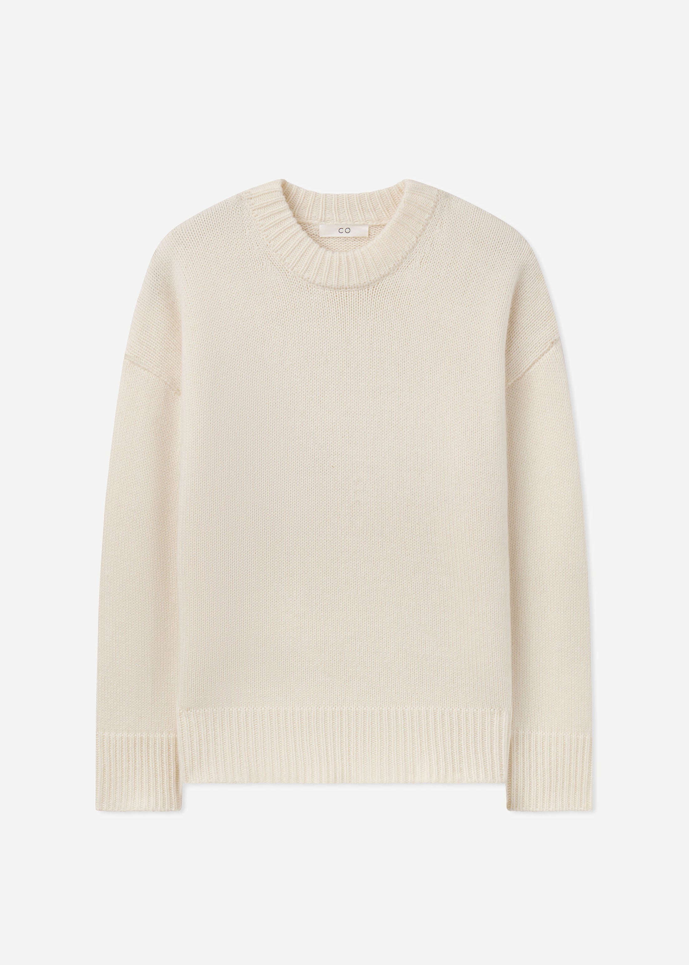 Boyfriend Crew Sweater in Wool Cashmere - Ivory