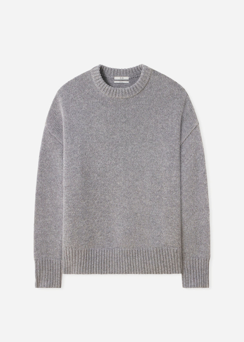 Boyfriend Crew Sweater in Wool Cashmere - Taupe - CO