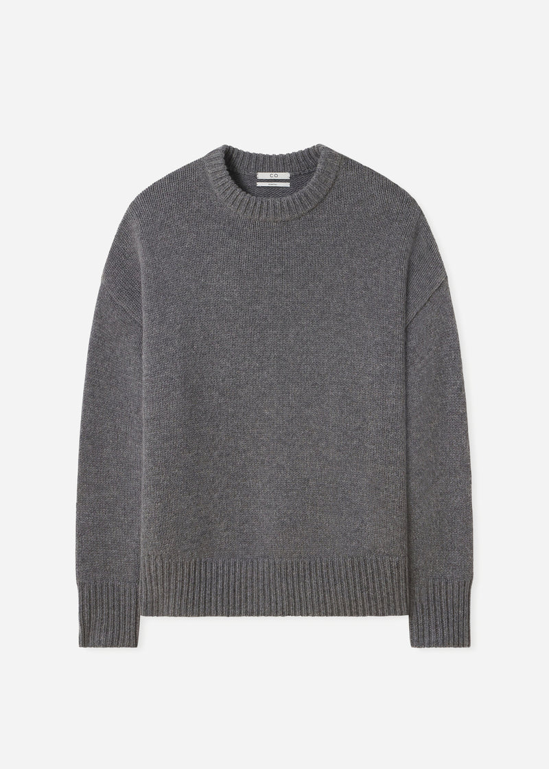 Boyfriend Crew Neck in Wool Cashmere - Grey - CO