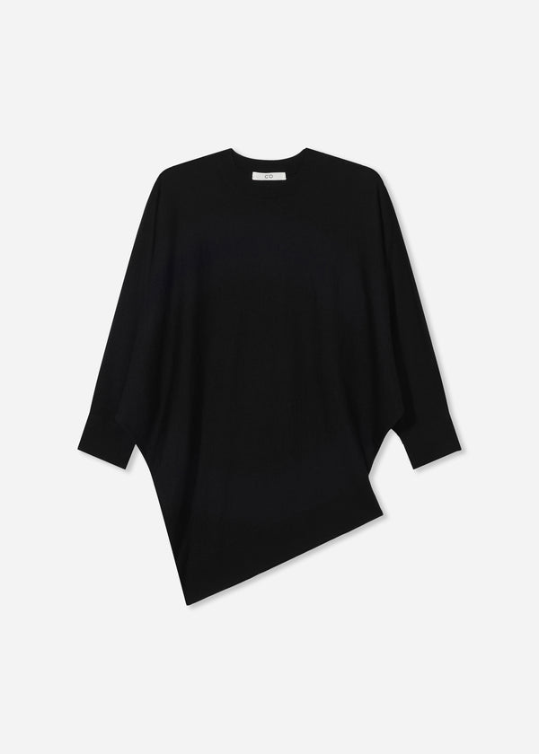 Draped Knit Top in Fine Cashmere - Black - CO