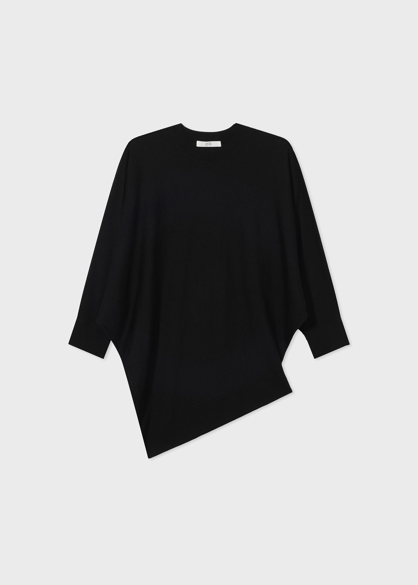 Draped Knit Top in Fine Cashmere -Black - CO Collections