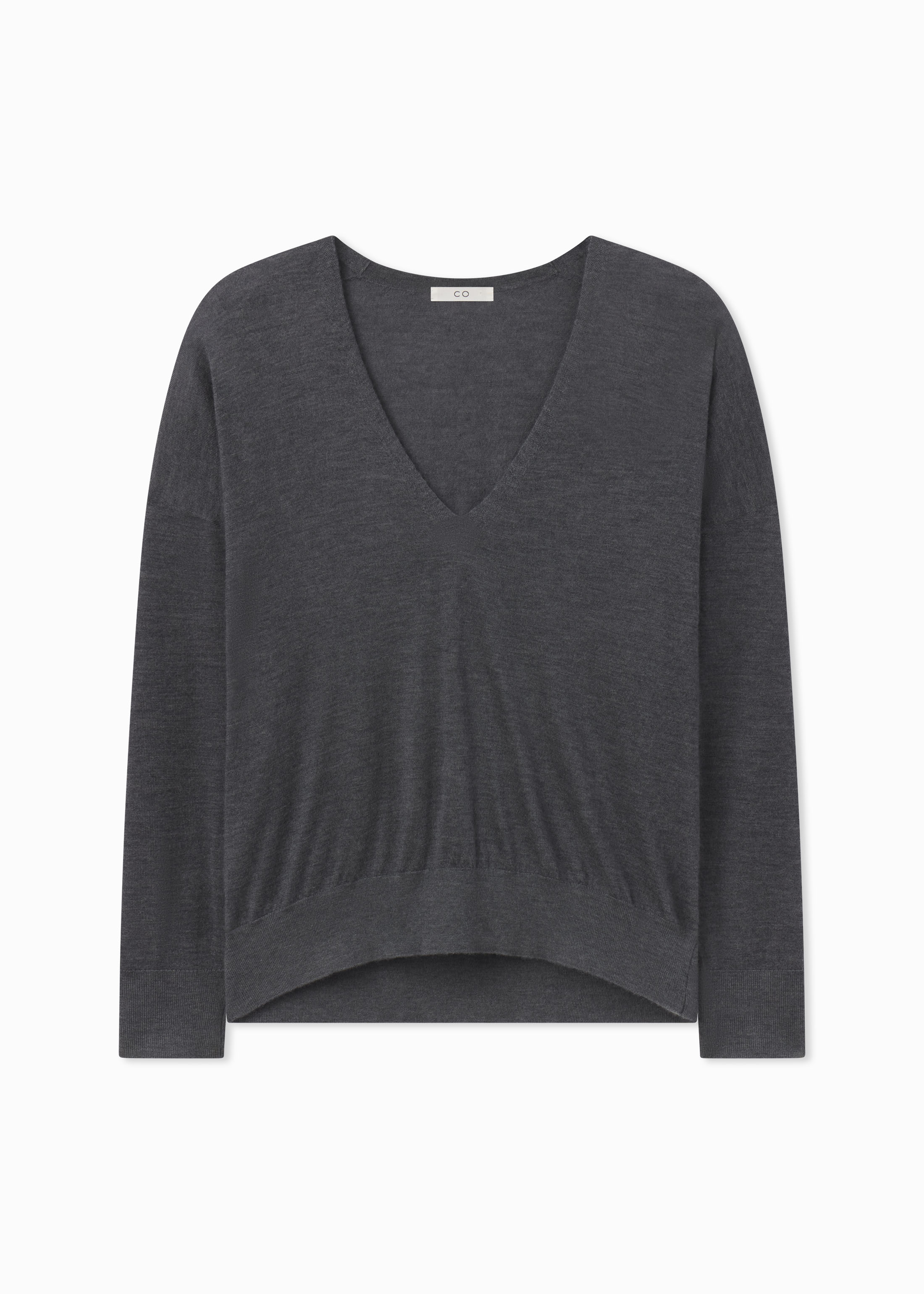V-Neck Sweater in Fine Cashmere - Grey
