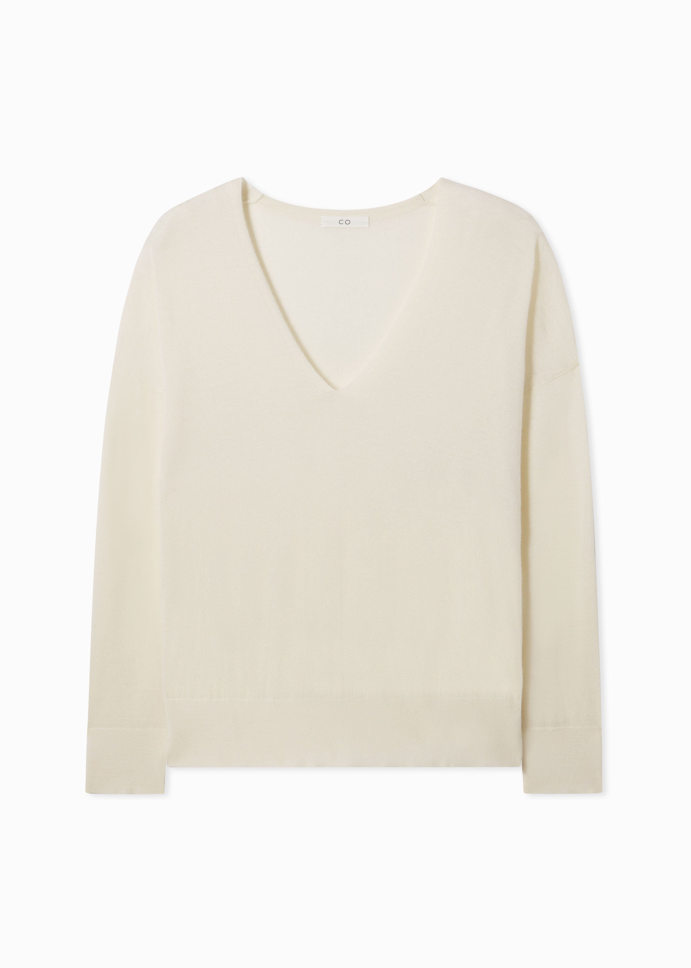 V-Neck Sweater in Fine Cashmere - Ivory