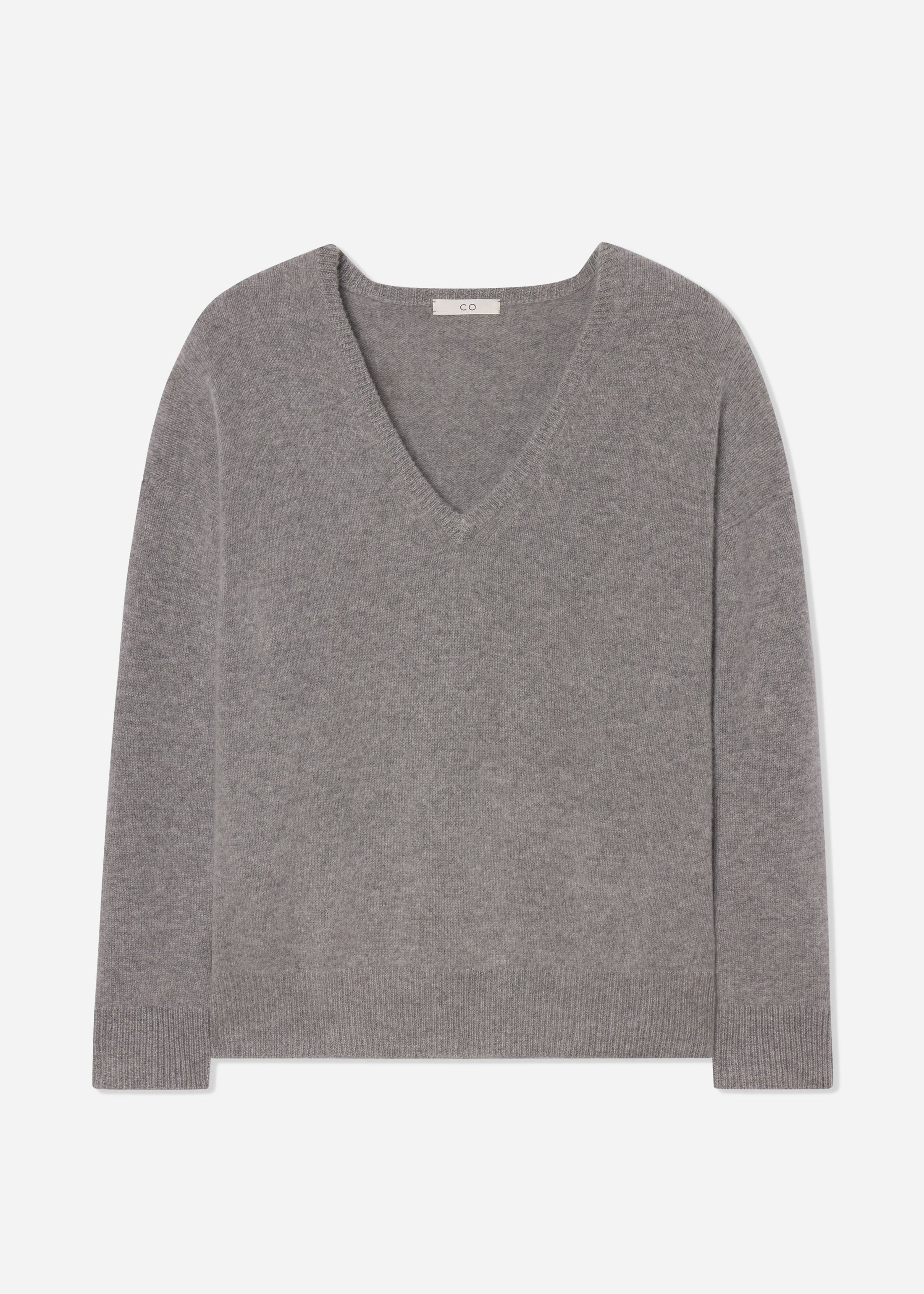 V-Neck Sweater in Cashmere - Grey