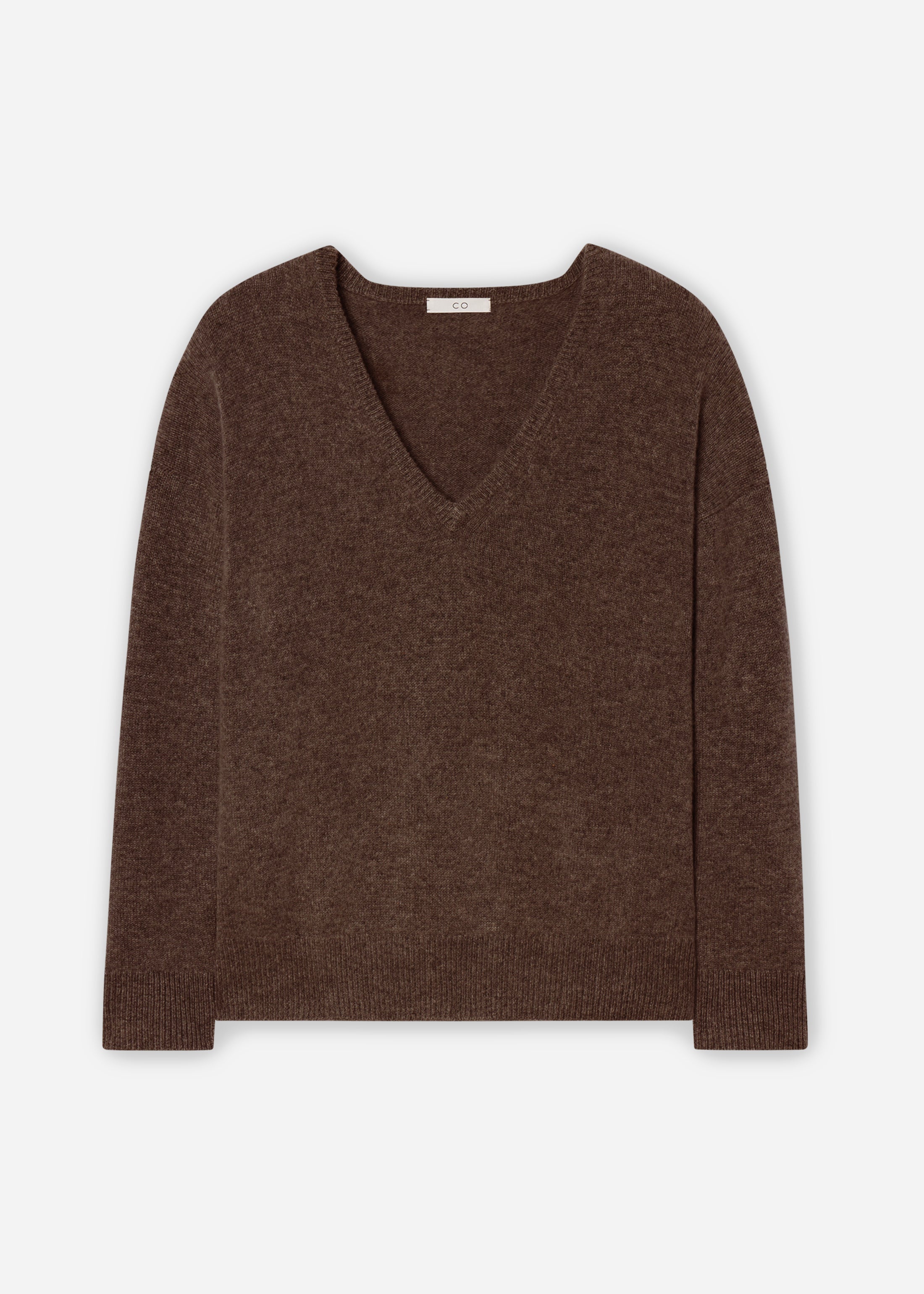 V-Neck Sweater in Cashmere - Brown