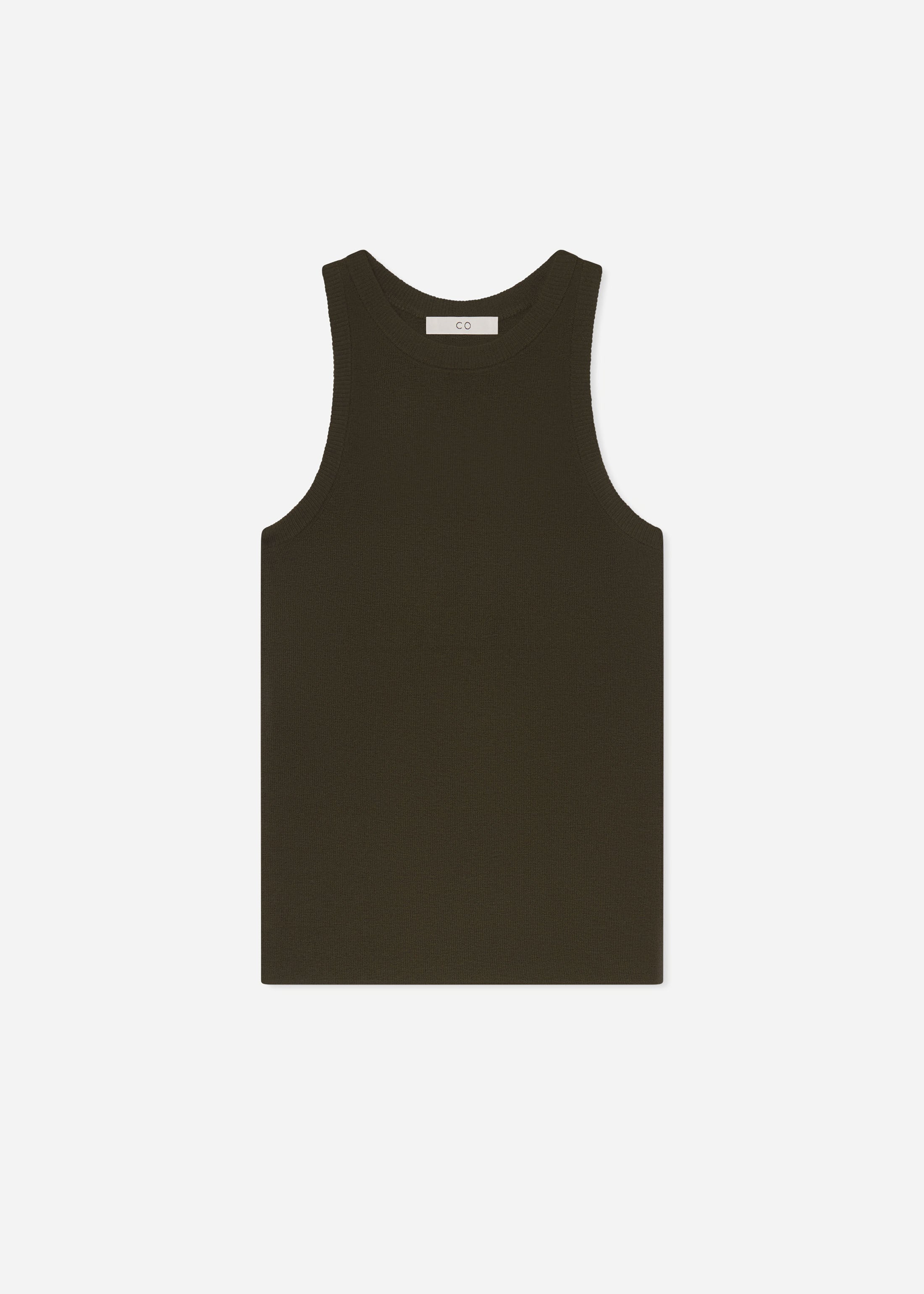 Fitted Tank in Fine Cashmere - Olive