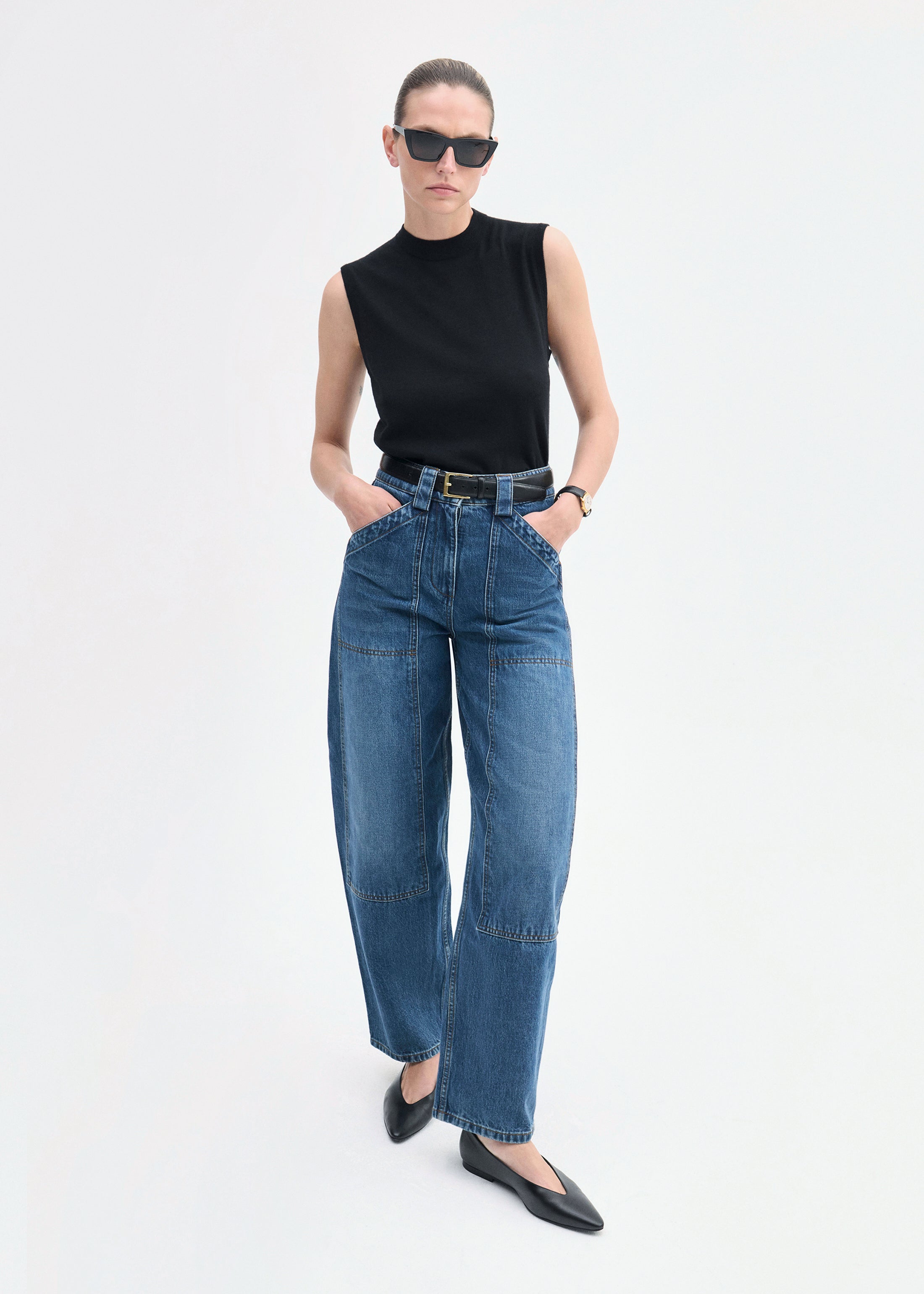 Shell Tank in Fine Cashmere - Black