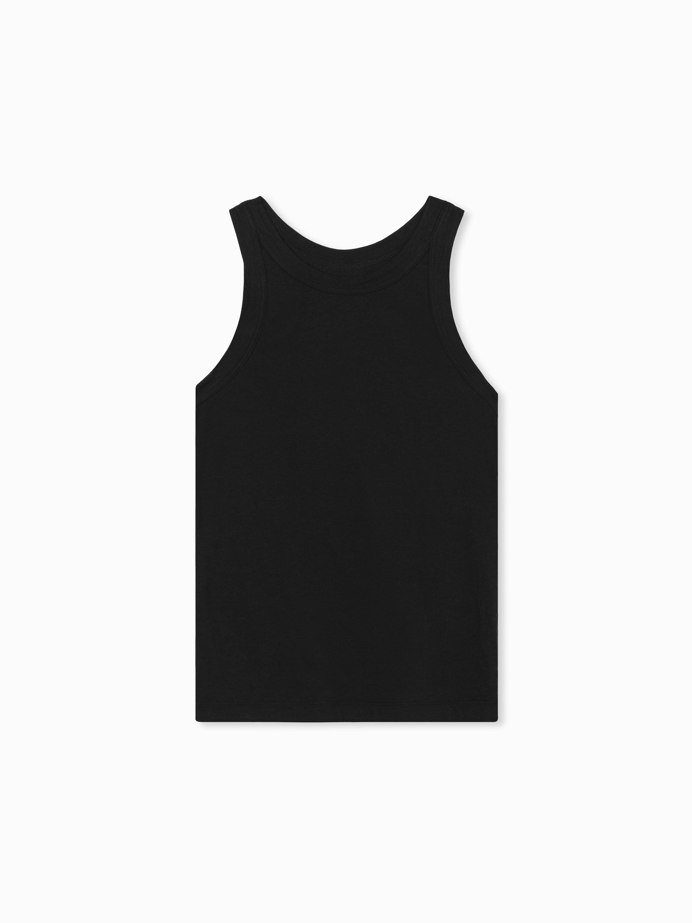 Tank Top in Smooth Cotton Jersey - Black
