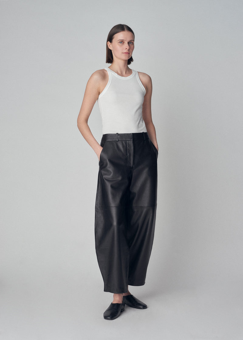 Cropped Leather Trouser - Black - CO