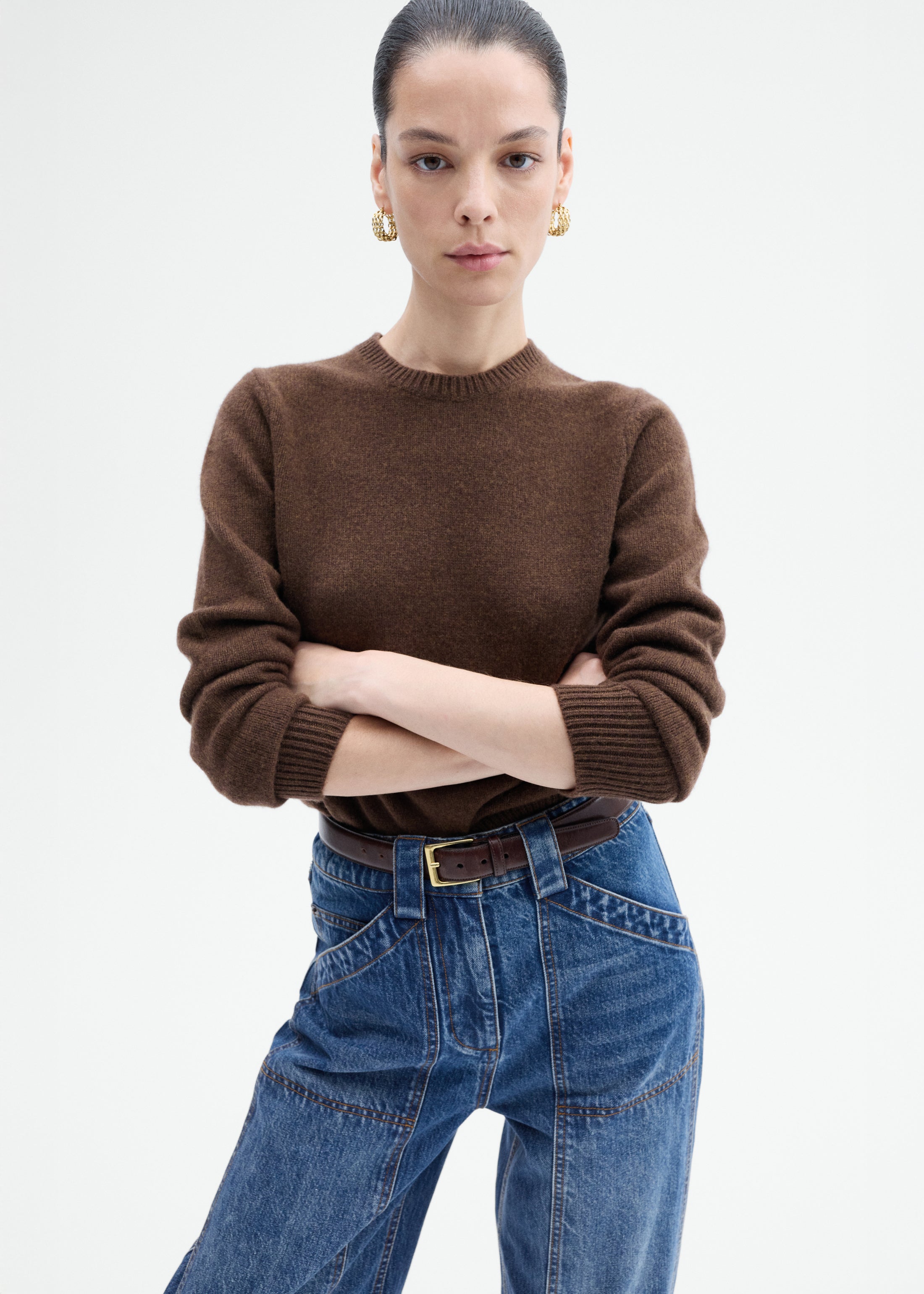 Crew Sweater in Cashmere - Brown