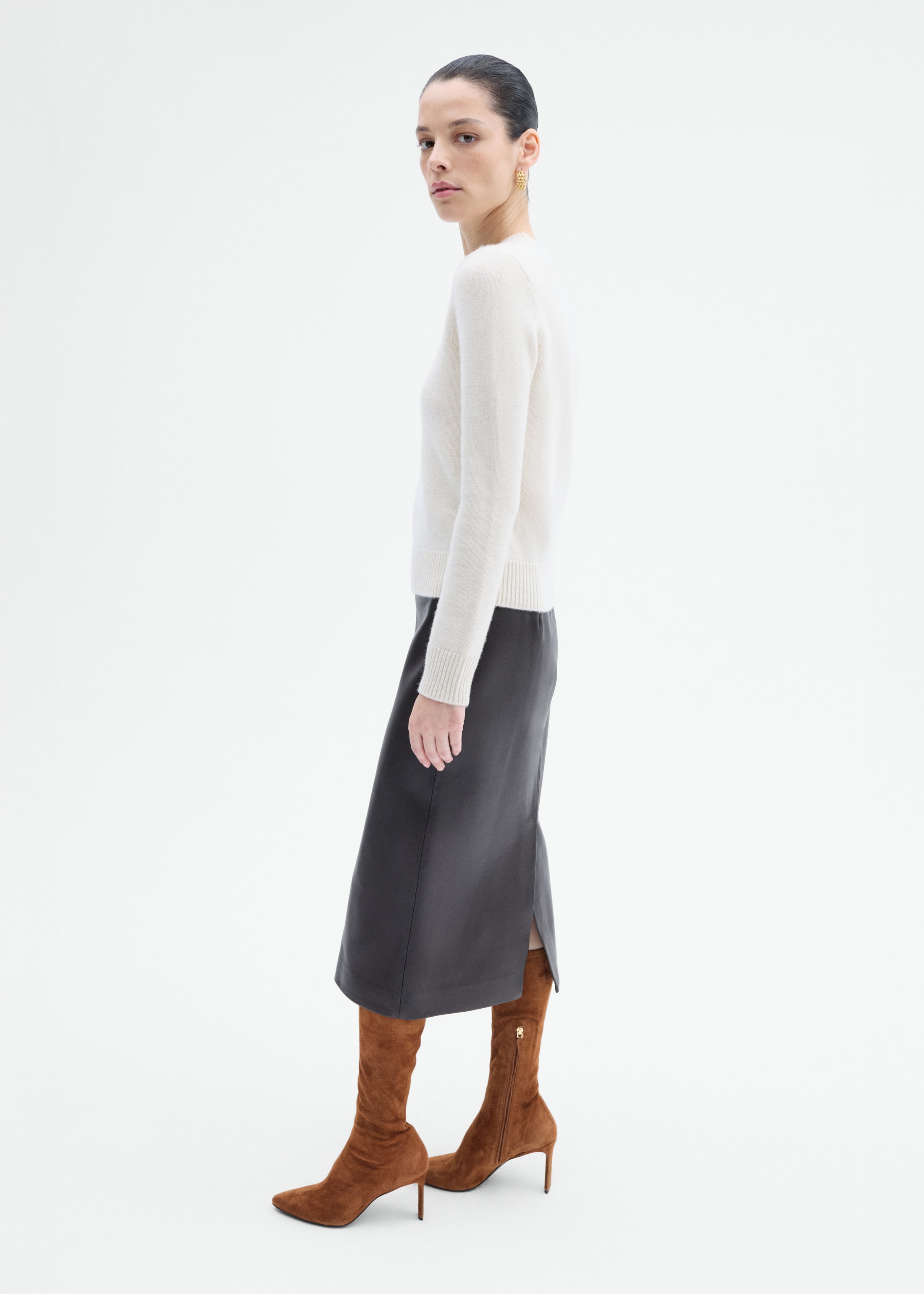 Crew Sweater in Cashmere - Wheat