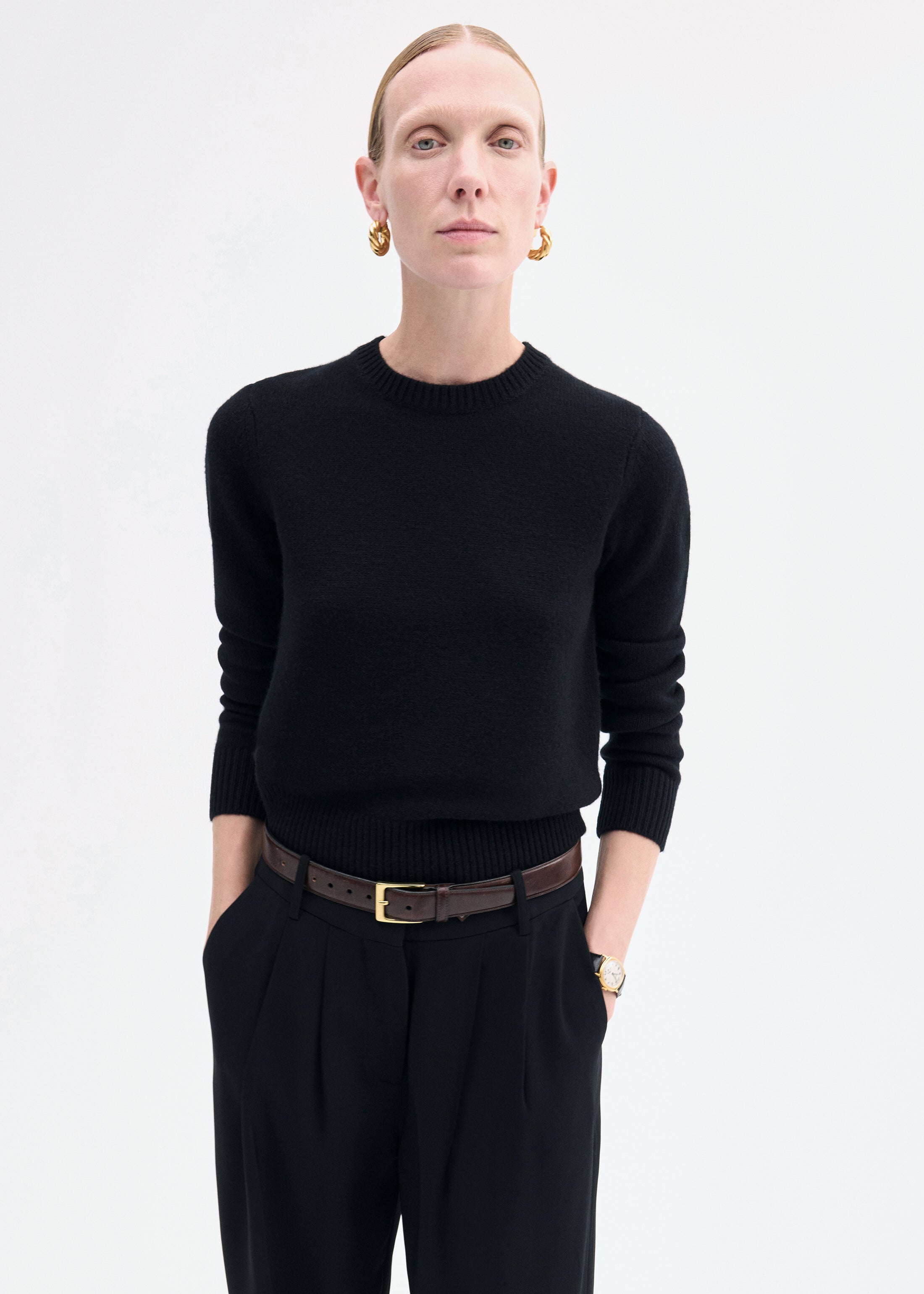 Crew Sweater in Cashmere - Black