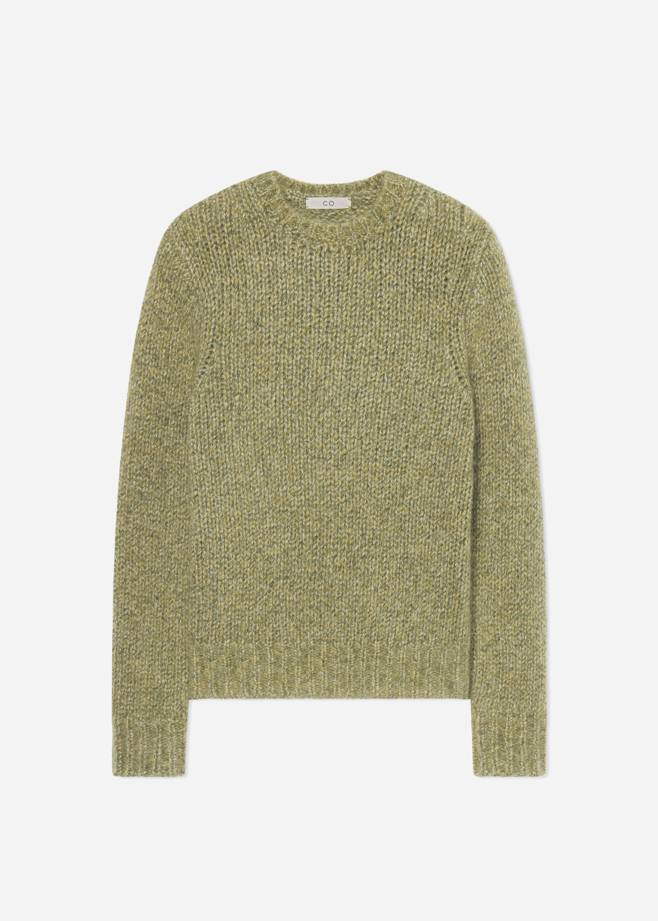 Fitted Crew Sweater in Cashmere Silk - Mossy