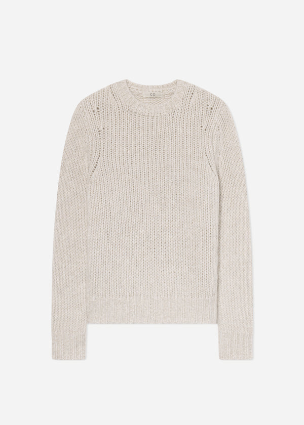 Fitted Crew Sweater in Cashmere Silk  - Arctic - CO